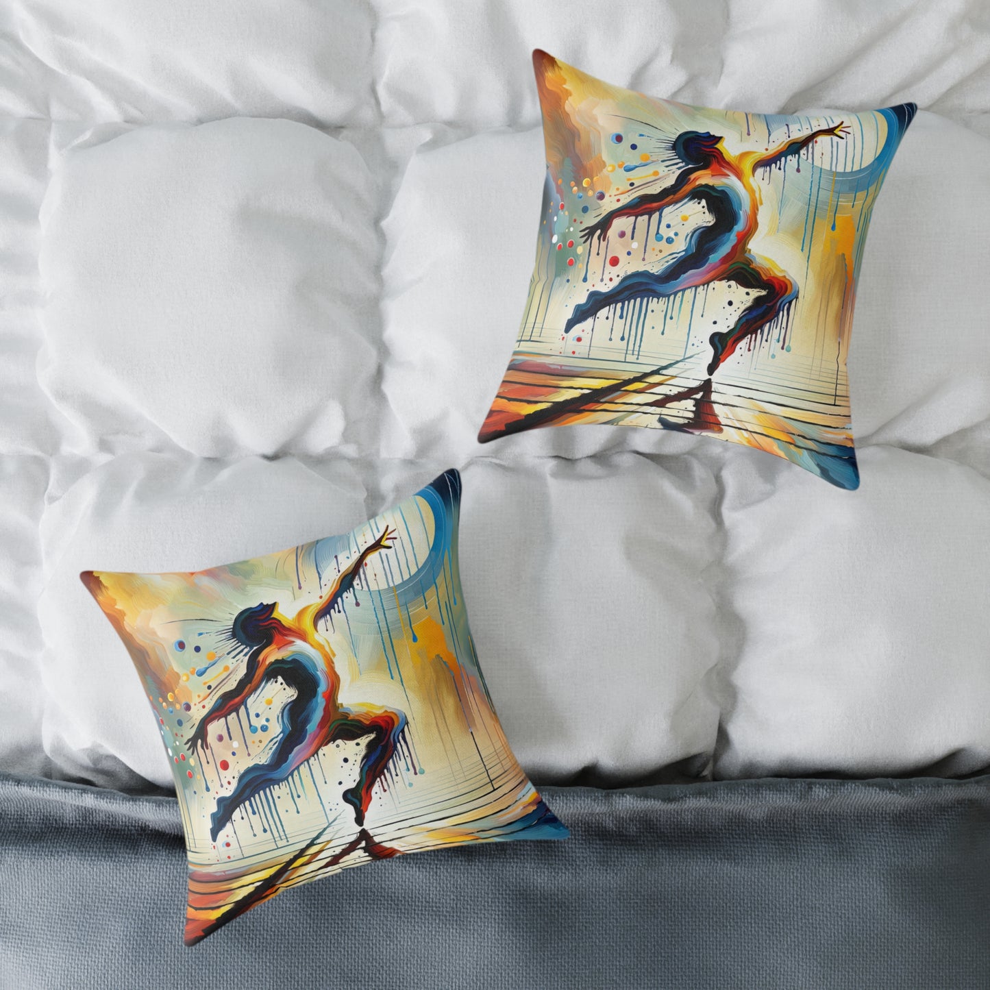 Expressive Dance Reflection Spun Polyester Pillow