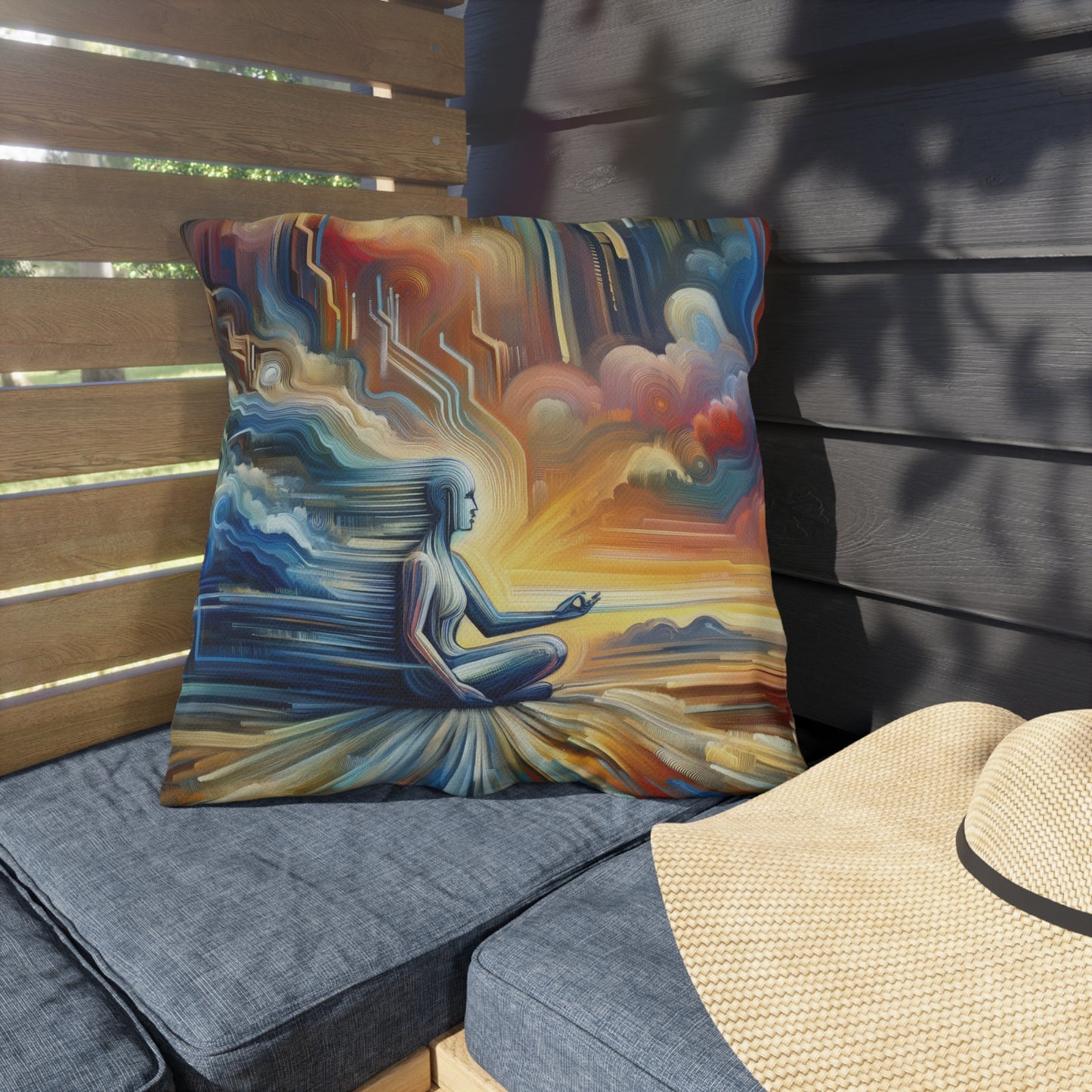 Eternal Digital Meditation Outdoor Pillows