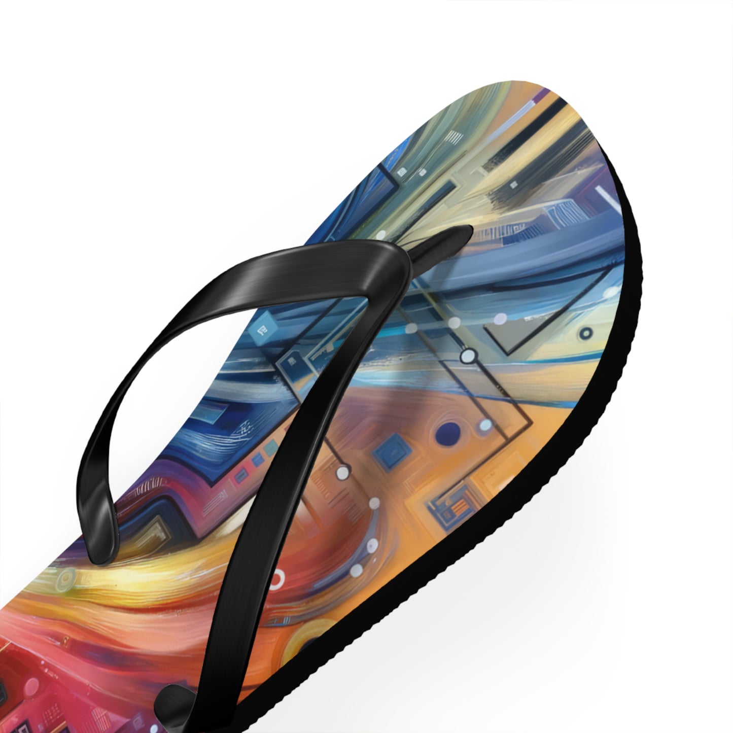 Digital Mindfulness Abstract Flip Flops