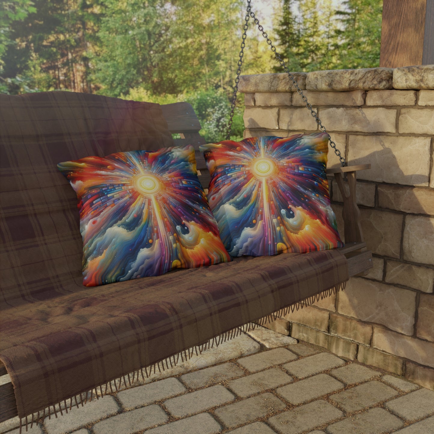 Kaleidoscopic Tachism Breath Outdoor Pillows