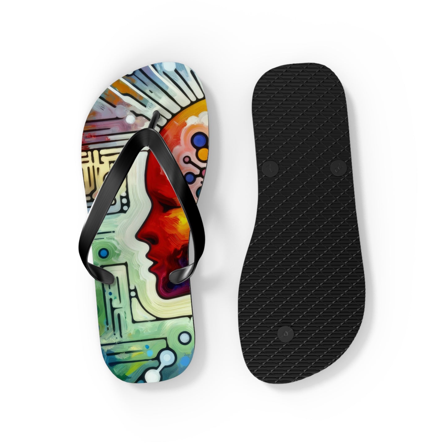 Empathetic Connection Abstract Flip Flops