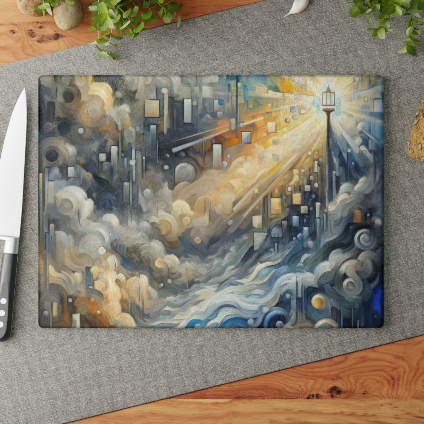 Adrift Beacon Tachism Glass Cutting Board