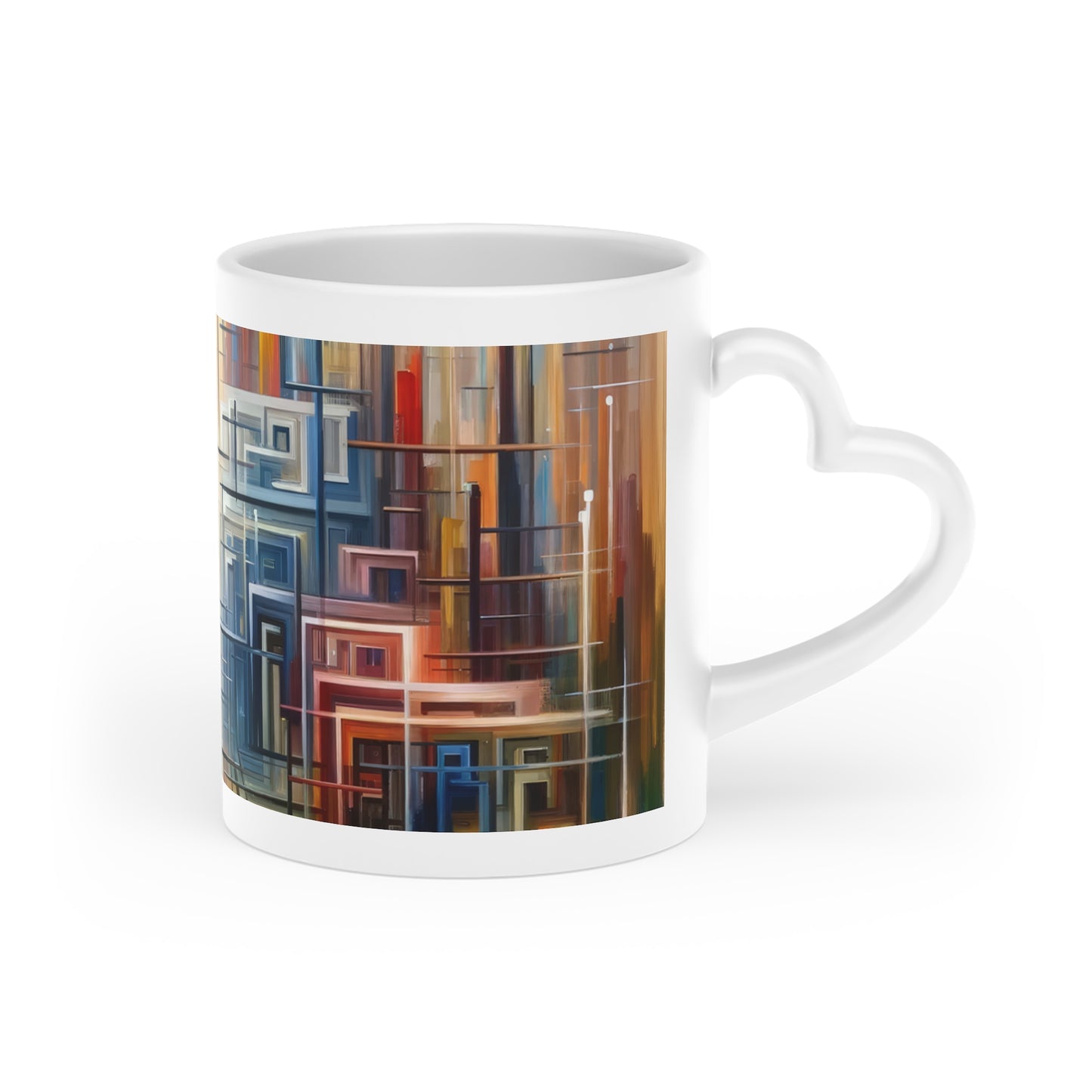 Urban Flow Interconnectedness Heart-Shaped Mug