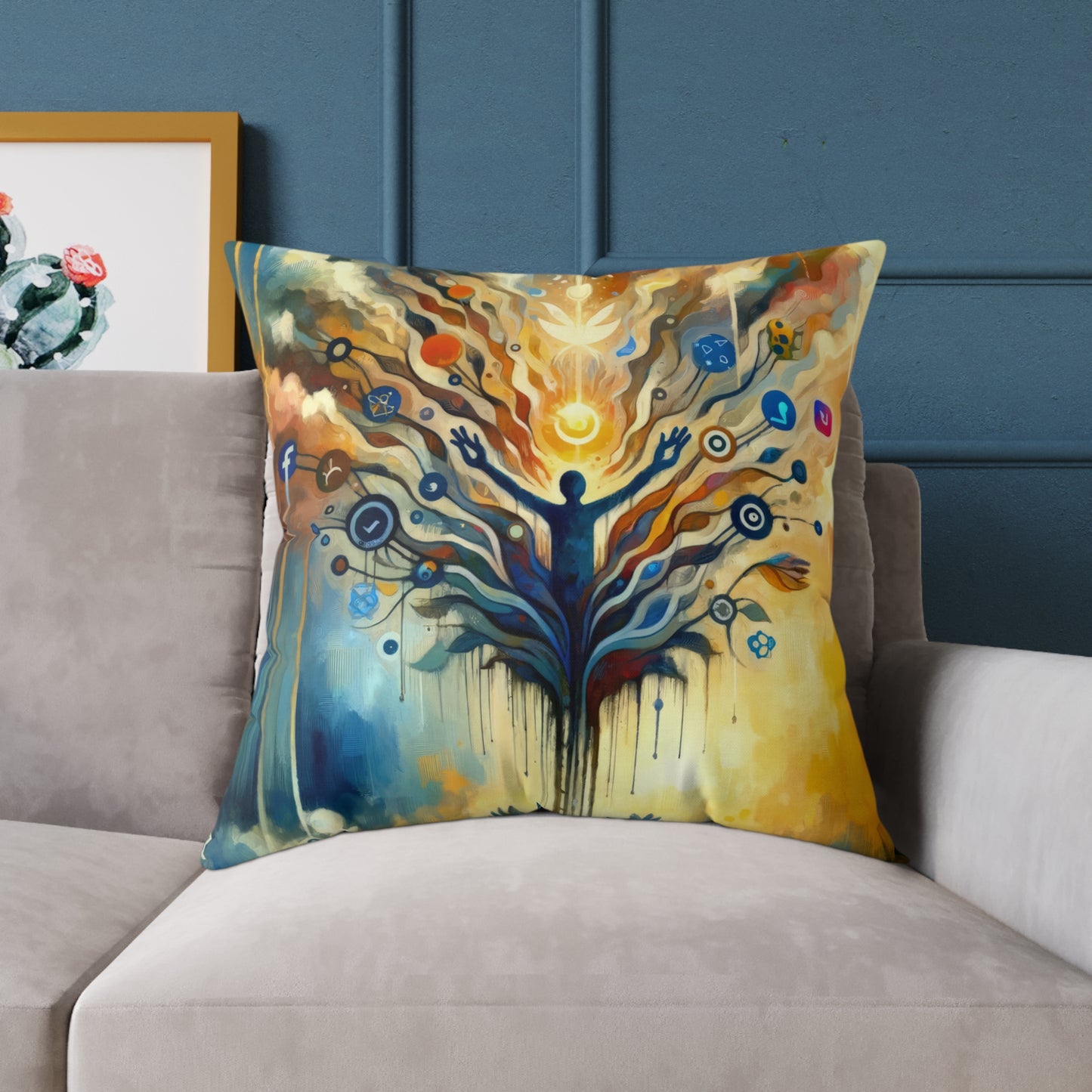 Reflective Digital Meditation Spun Polyester Pillow