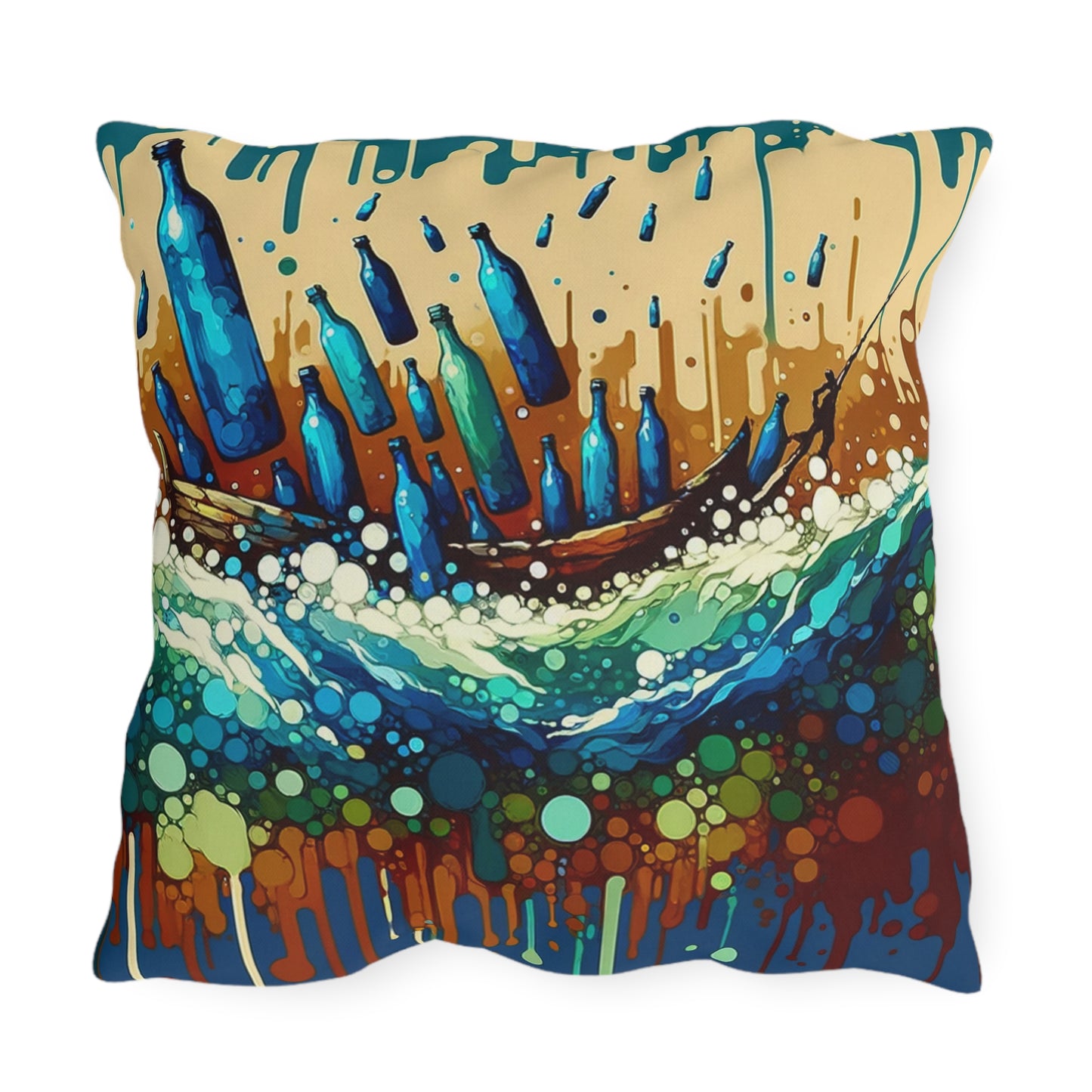 Oceanic Bottle Rescue Outdoor Pillows