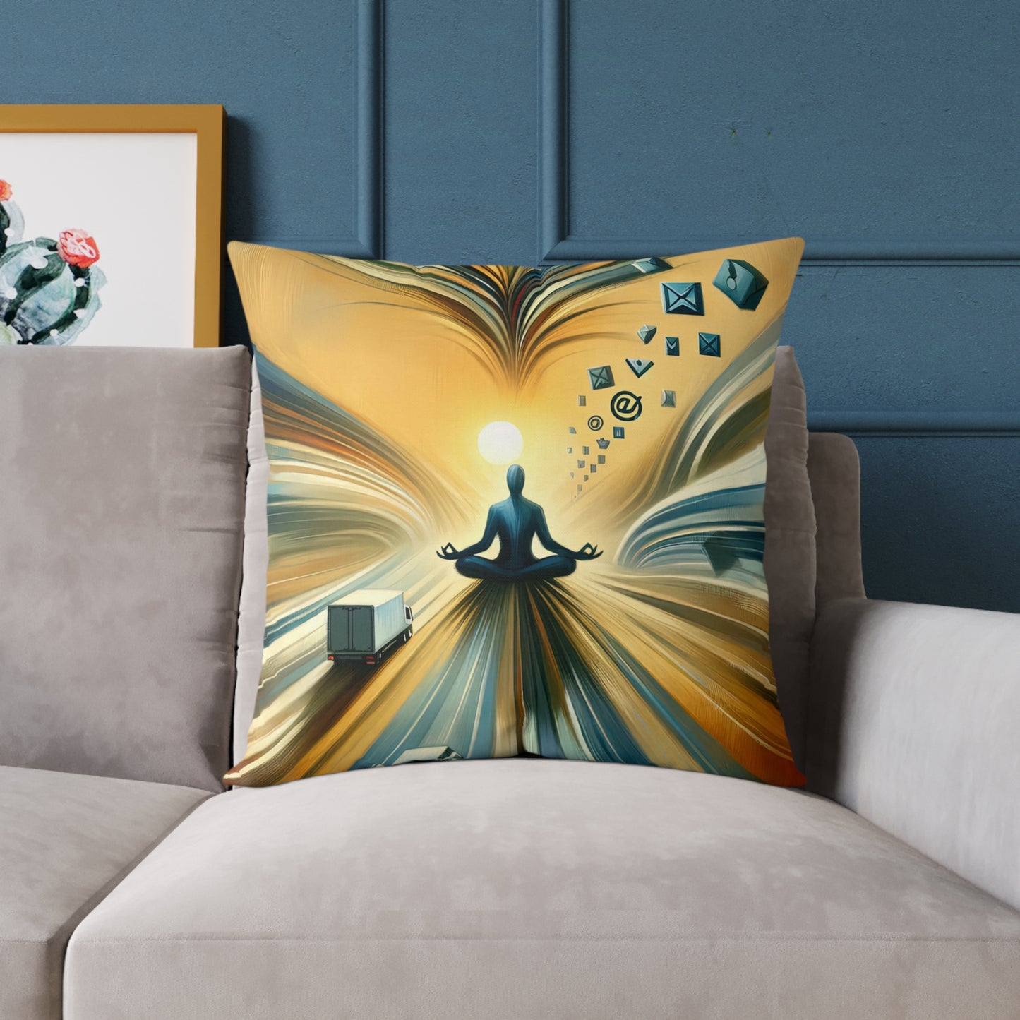 Meditative Commute Flow Spun Polyester Pillow