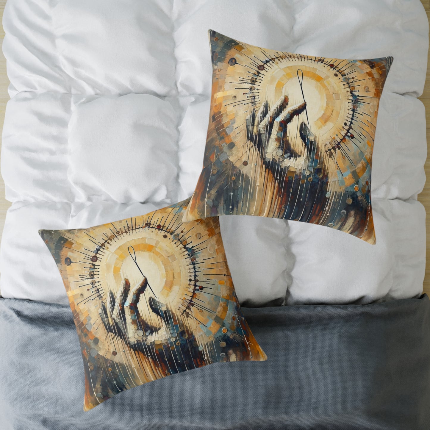 Sovereign Reflective Tachism Spun Polyester Pillow