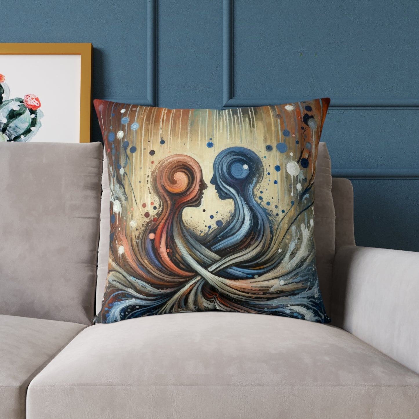 Empathic Connection Tachism Spun Polyester Pillow