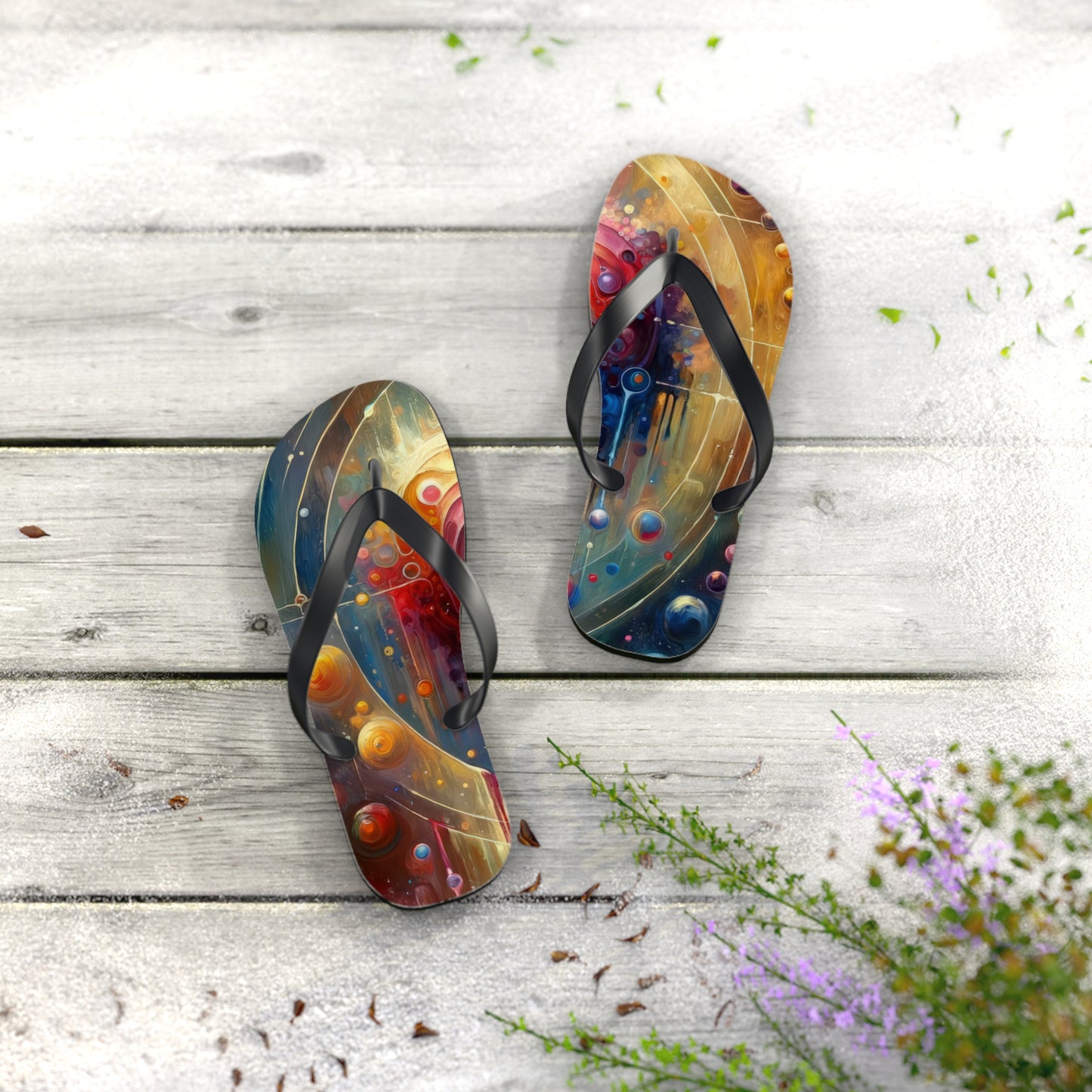 Unified Heart Reflections Flip Flops