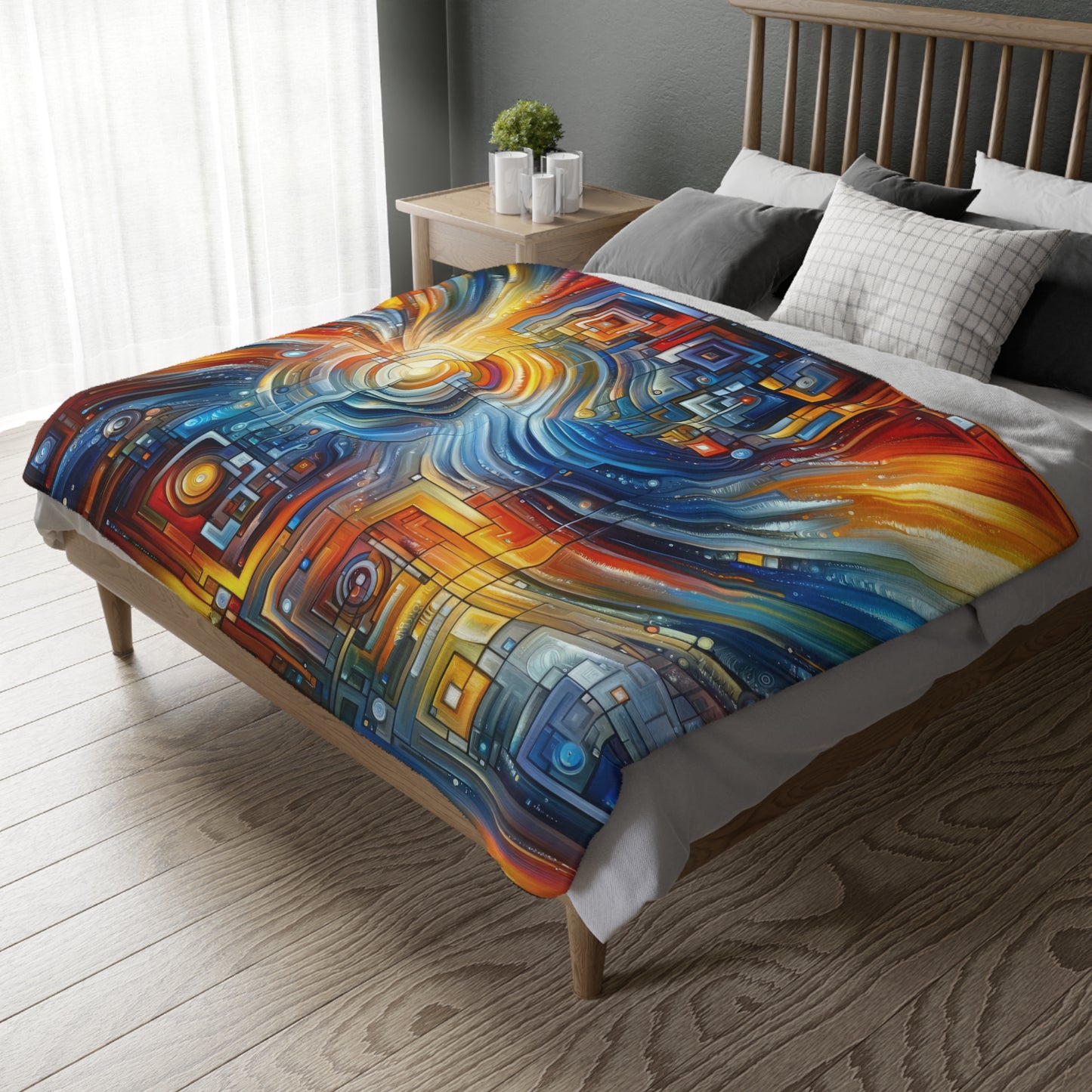 Digital Tachism Connectivity Velveteen Microfiber Blanket (Two-sided print)