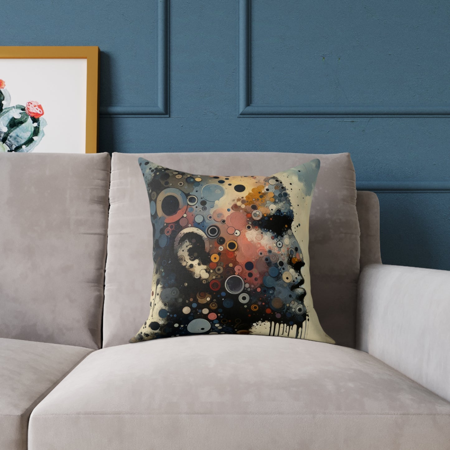 Reflective Tachism Contemplation Spun Polyester Pillow