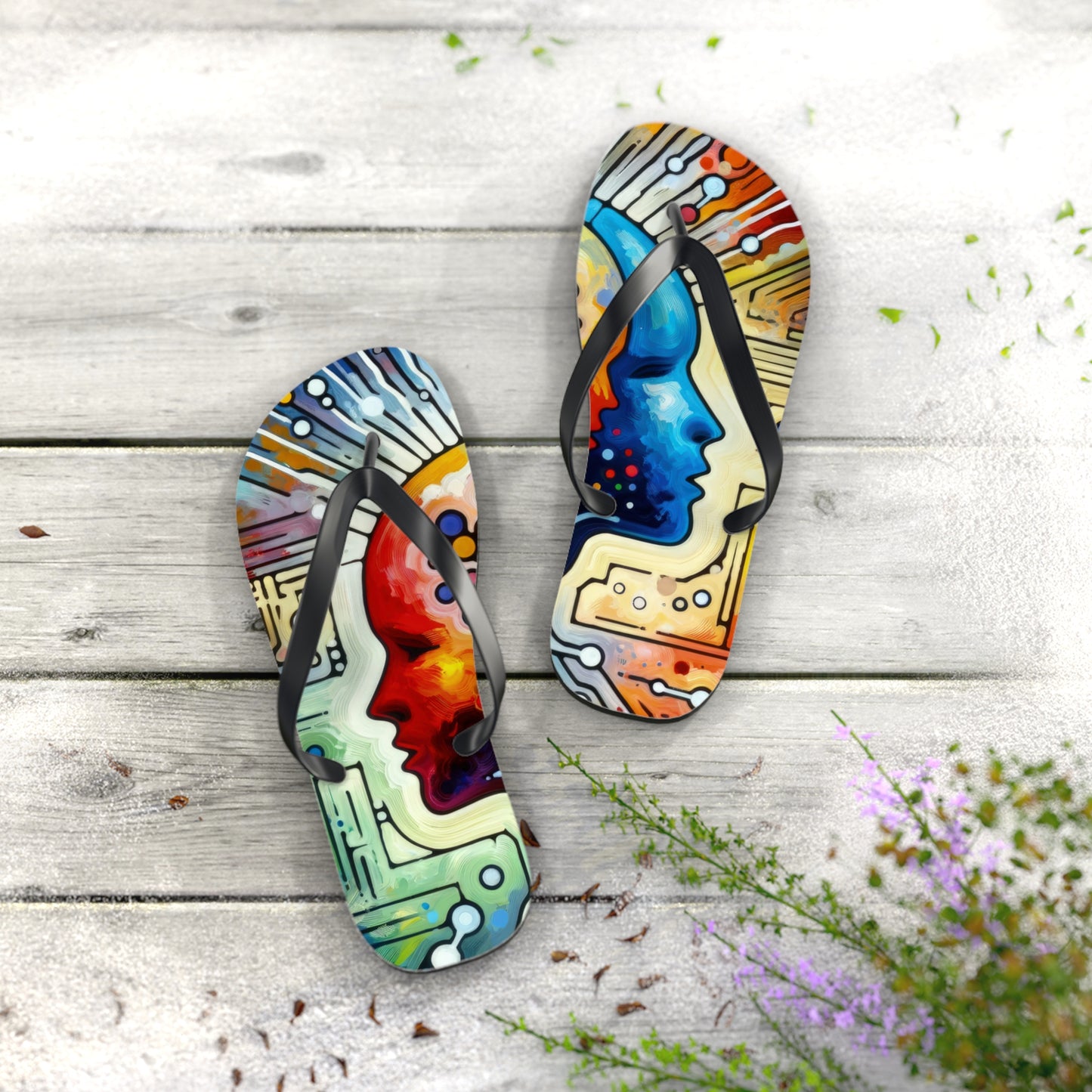 Empathetic Connection Abstract Flip Flops