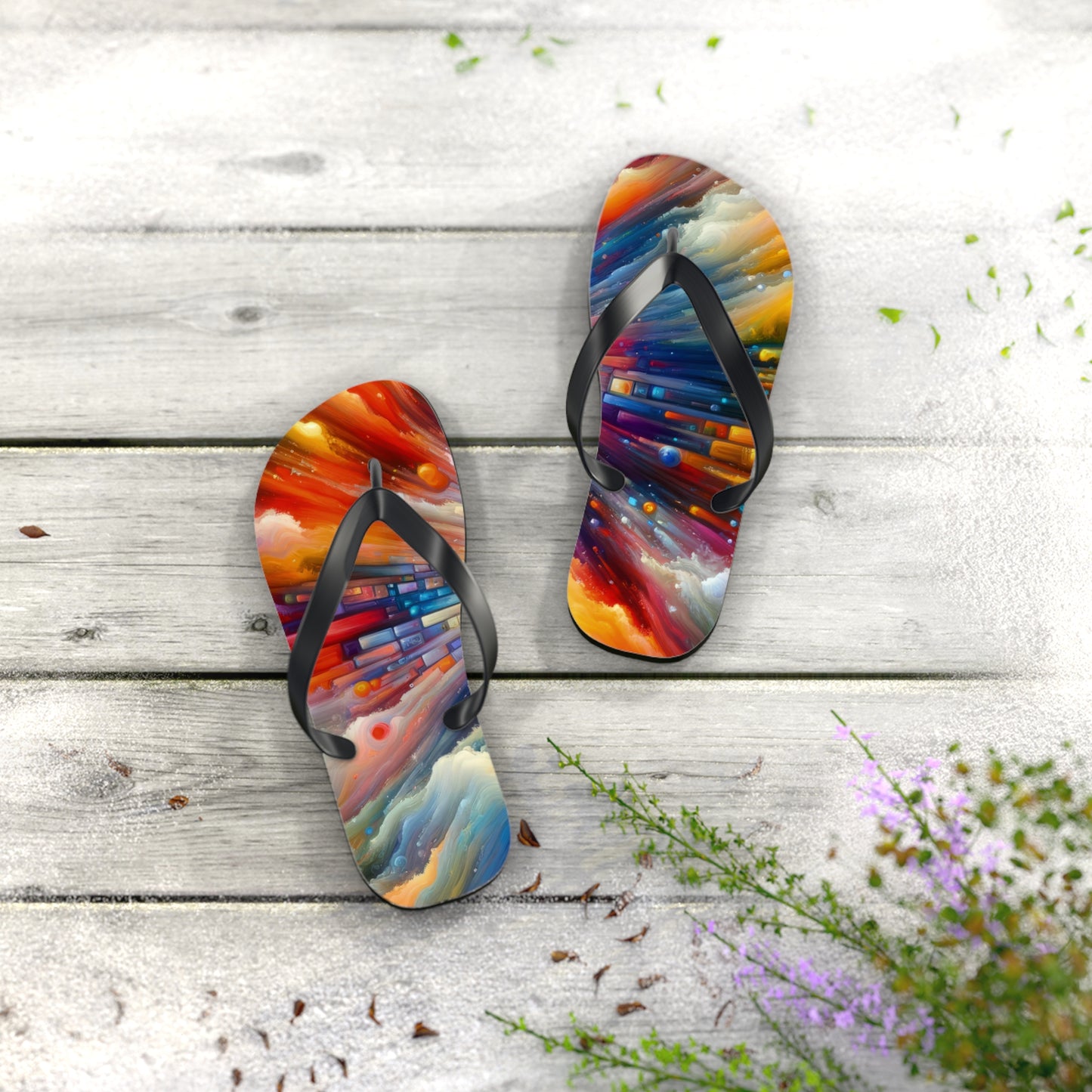 Kaleidoscopic Tachism Breath Flip Flops