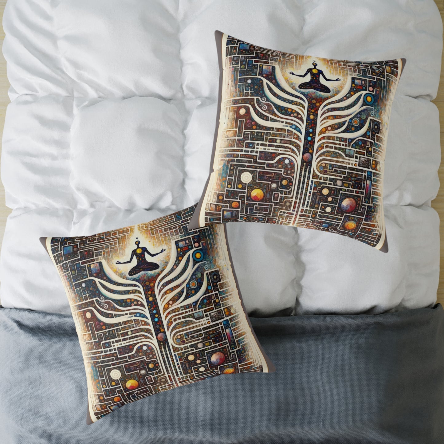 Syncing Silicon Spirituality Spun Polyester Pillow