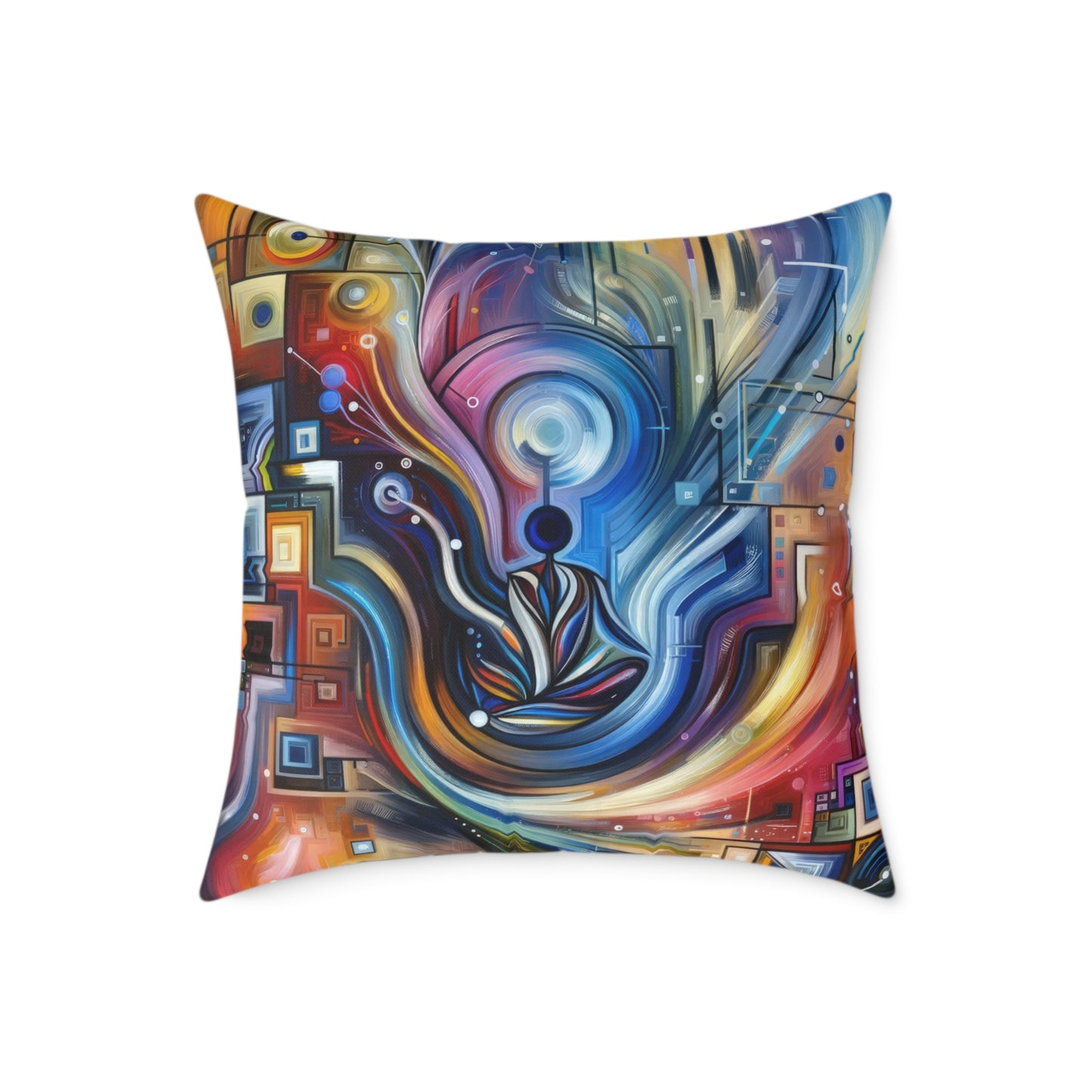 Digital Mindfulness Abstract Spun Polyester Pillow