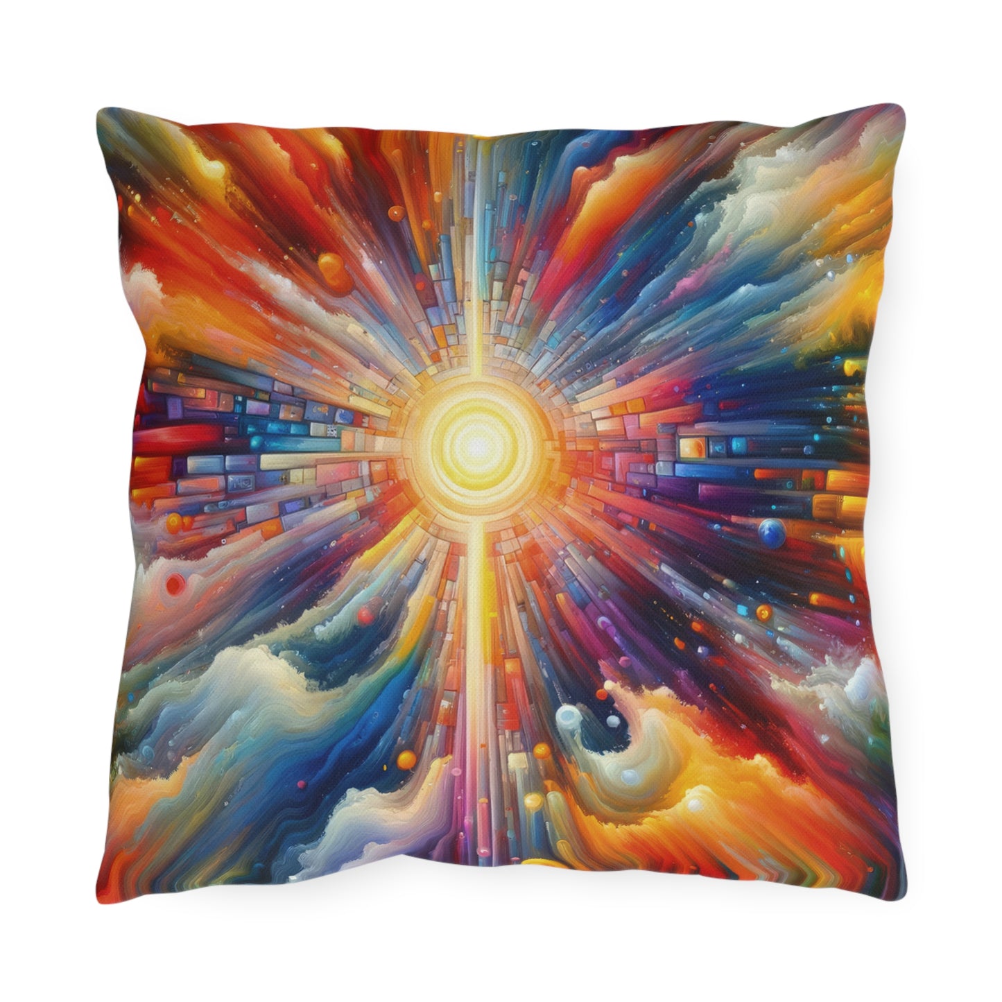 Kaleidoscopic Tachism Breath Outdoor Pillows