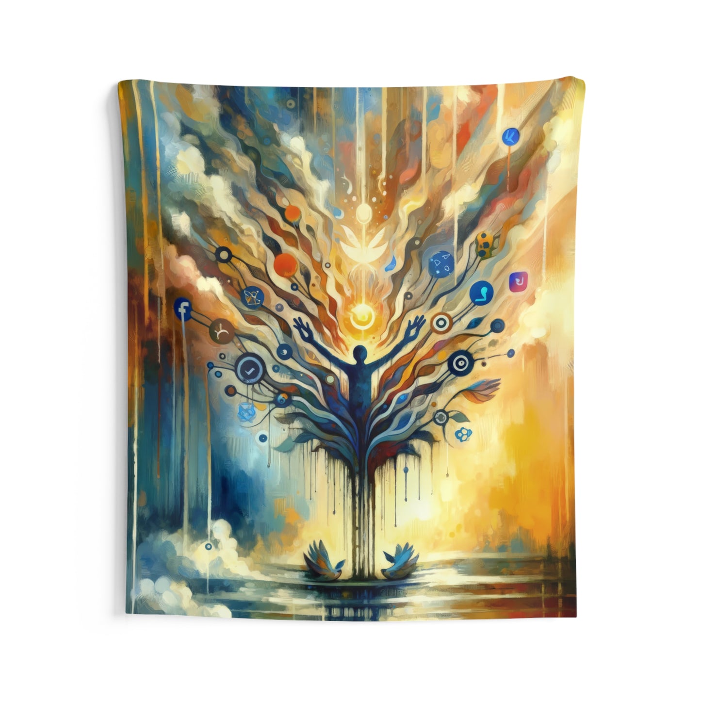 Reflective Digital Meditation Indoor Wall Tapestries