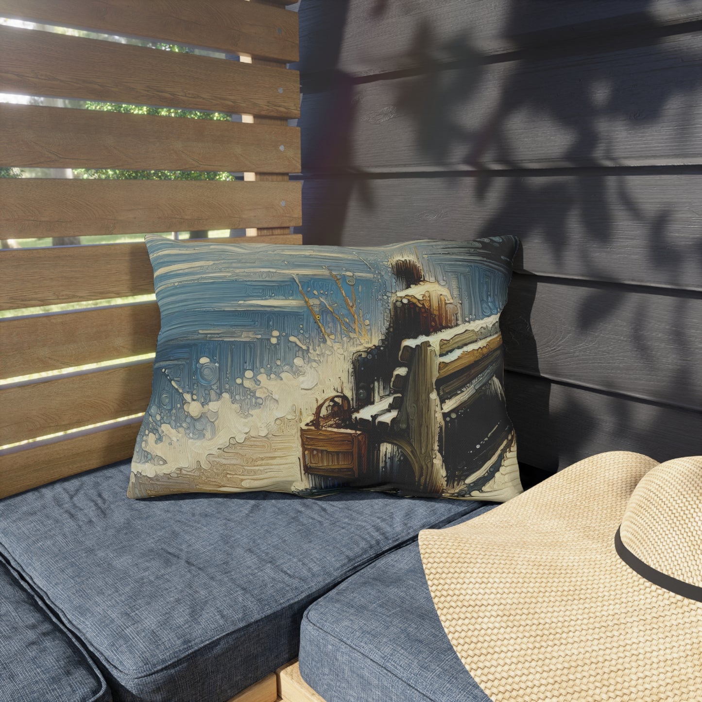 Seaside Solitude Tachism Outdoor Pillows