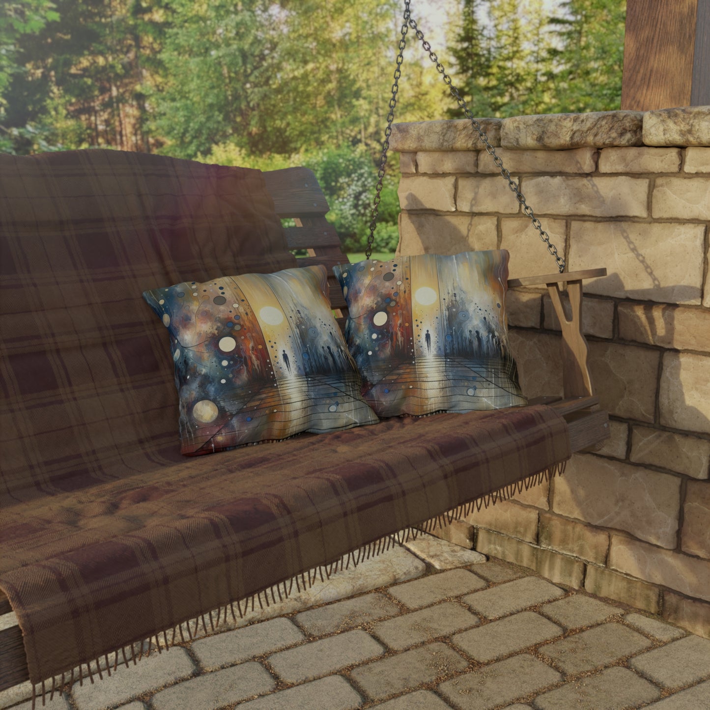 Stillness Transition Abstract Outdoor Pillows