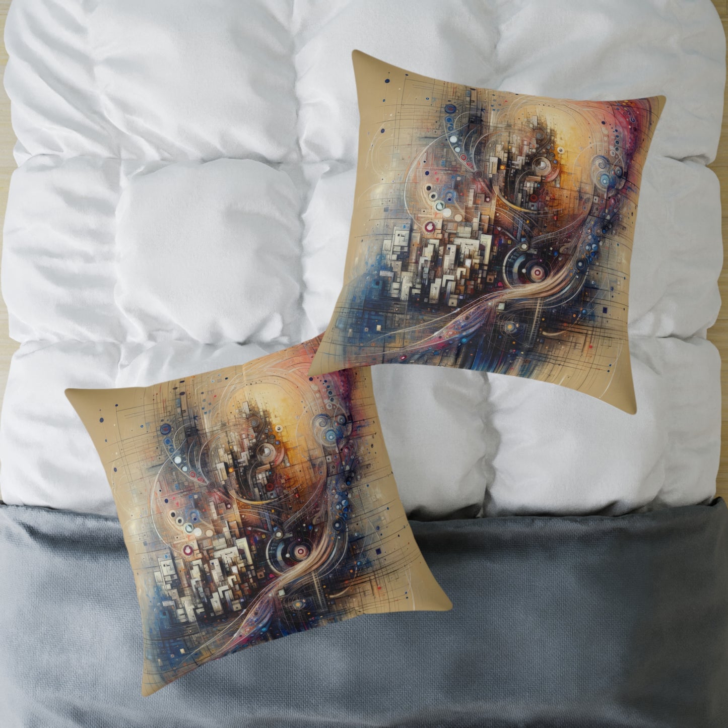 Digital Rhythmic Architecture Spun Polyester Pillow