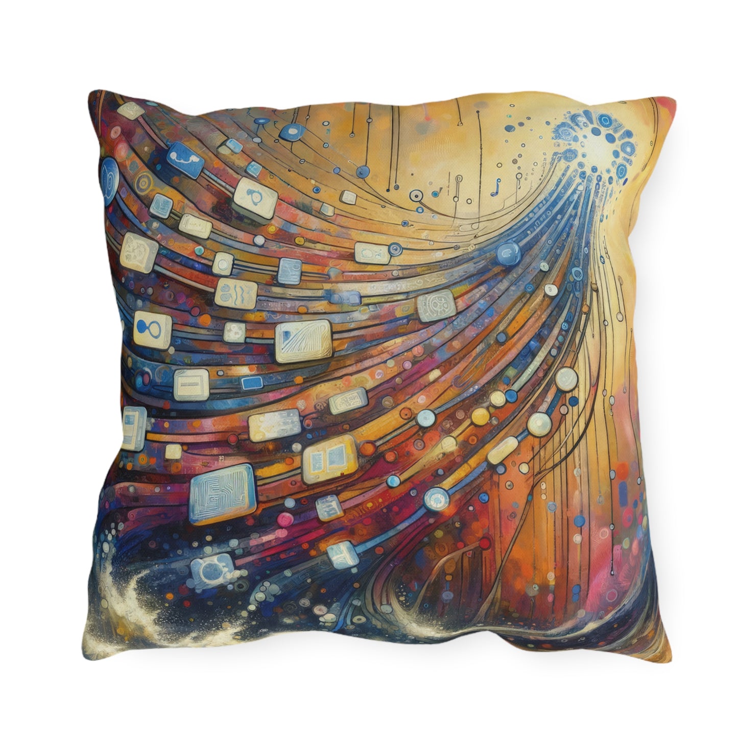 Digital Tapestry Weaving Outdoor Pillows