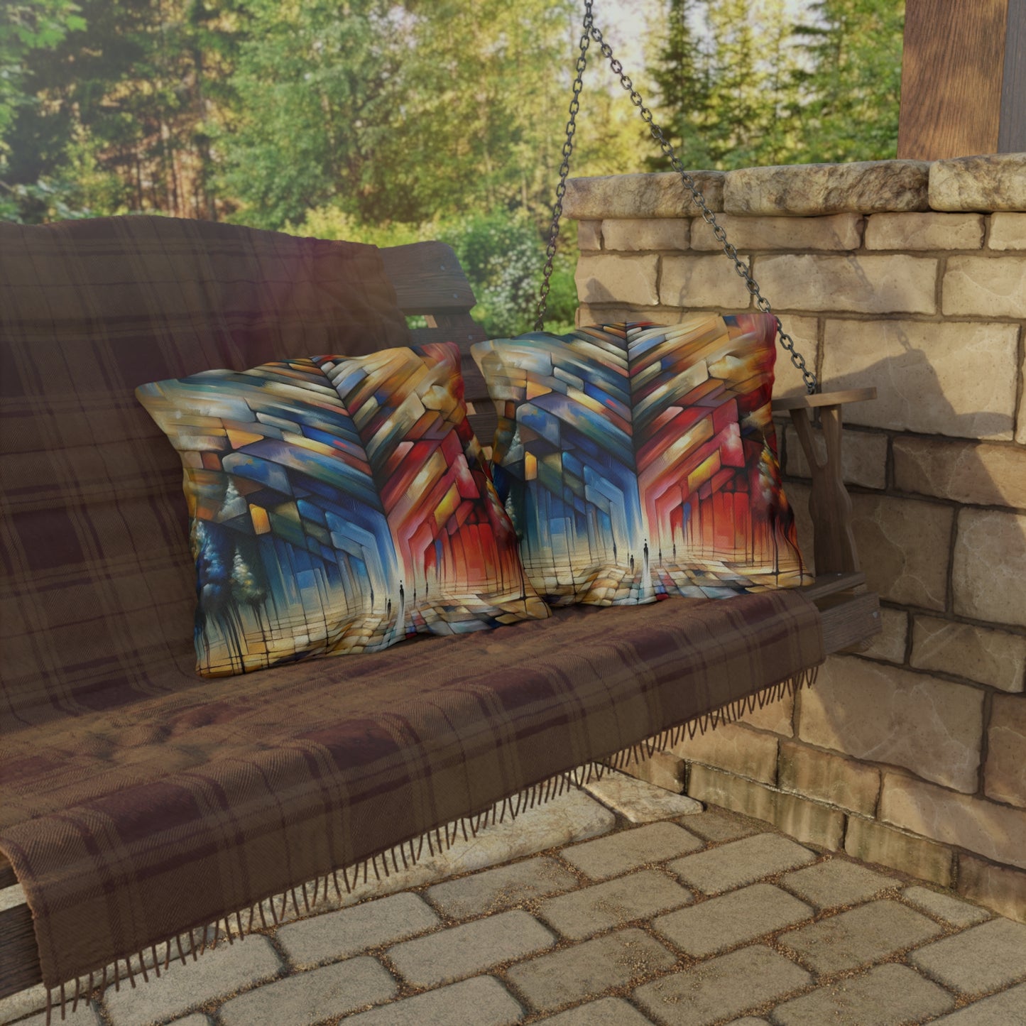 Anchored Tenets Abstraction Outdoor Pillows