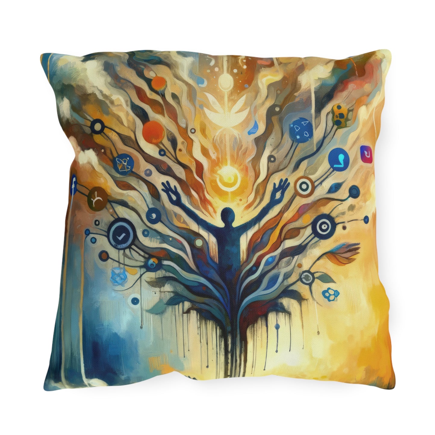 Reflective Digital Meditation Outdoor Pillows