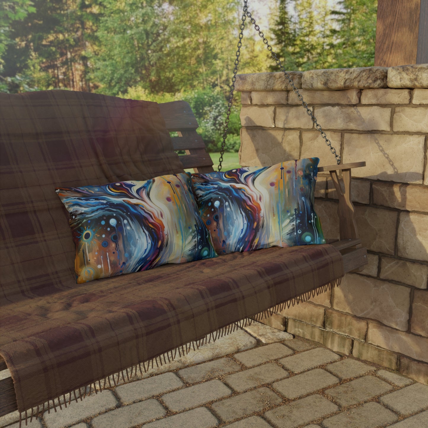 Journey Embrace Tachism Outdoor Pillows