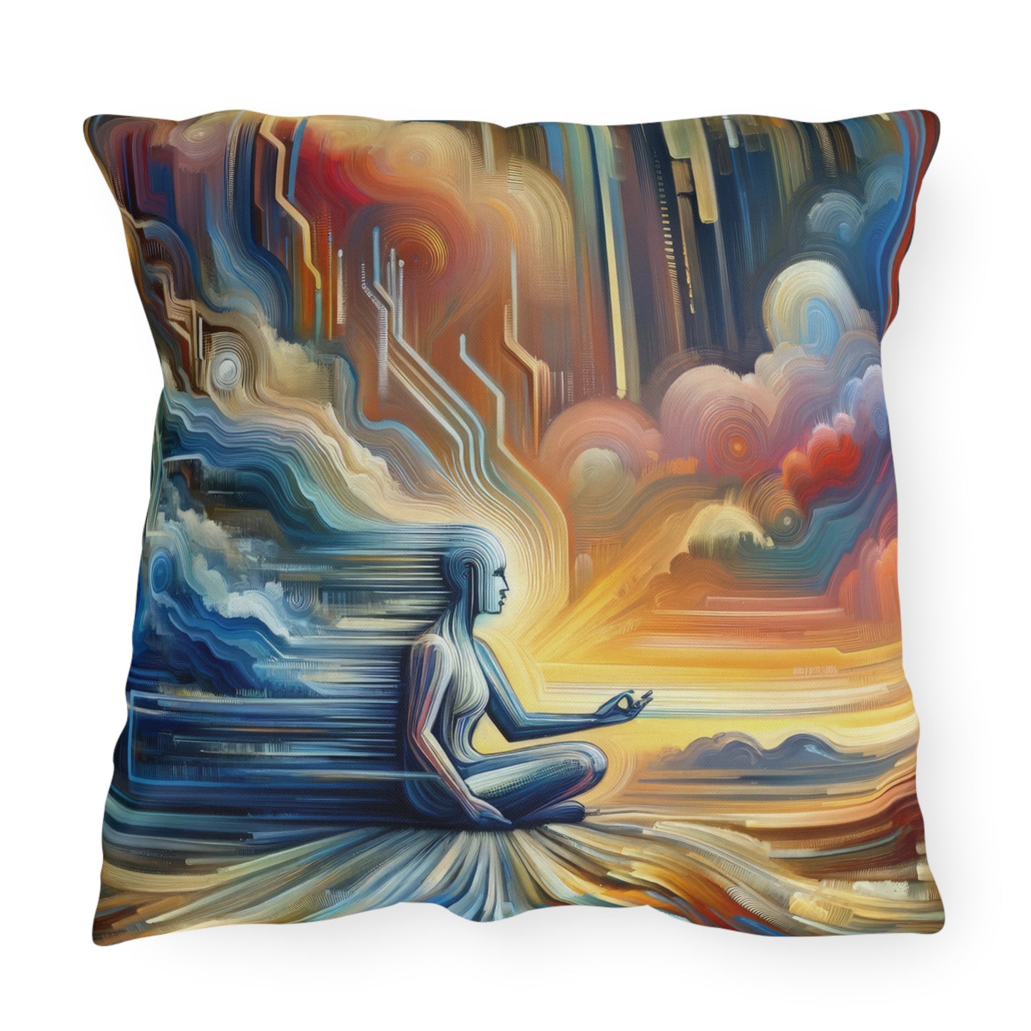 Eternal Digital Meditation Outdoor Pillows