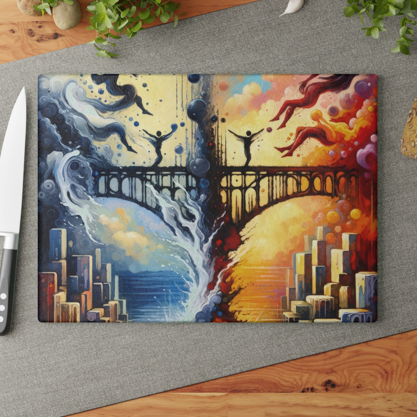 Faithful Diving Bridges Glass Cutting Board