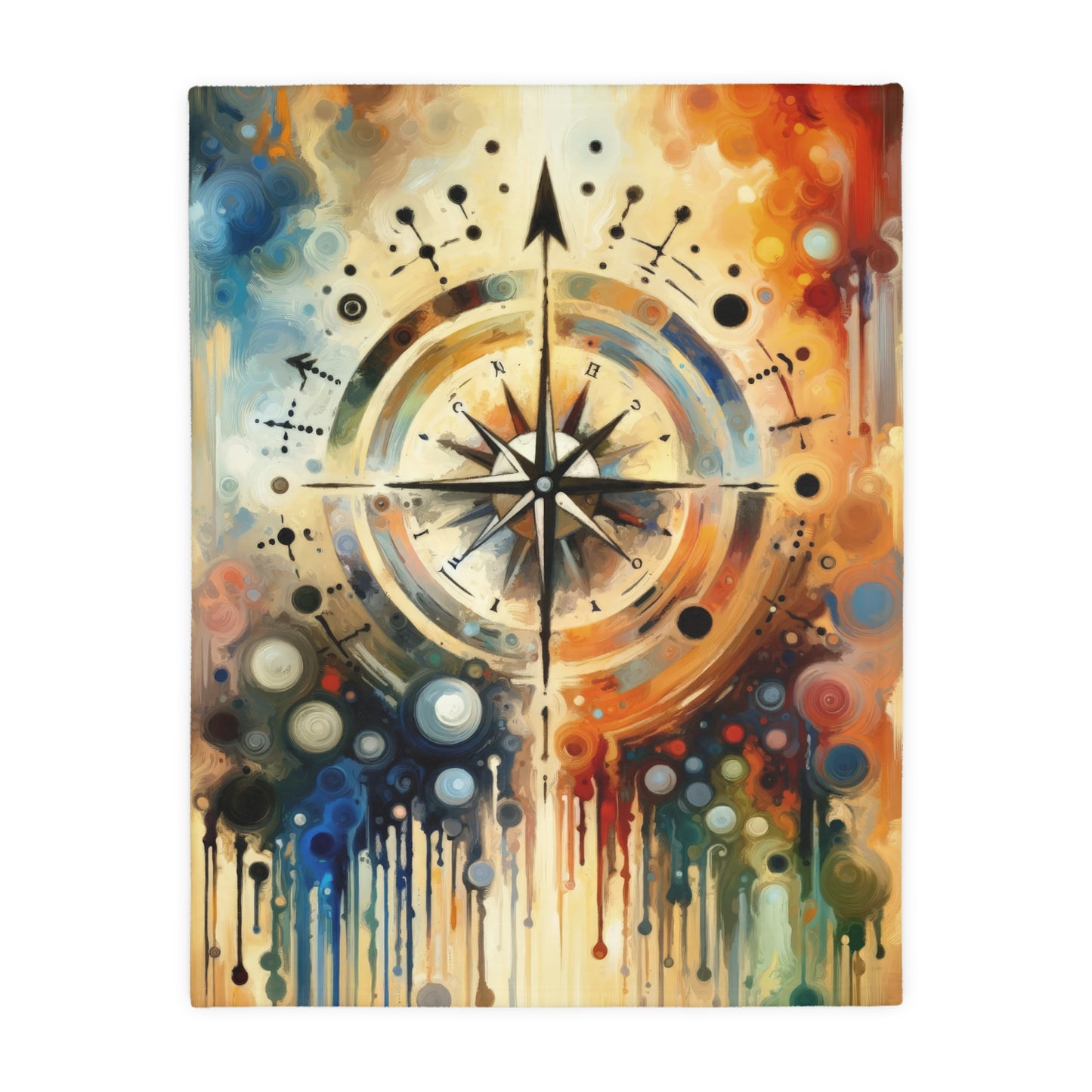 Guidance Abstract Compass Velveteen Microfiber Blanket (Two-sided print)