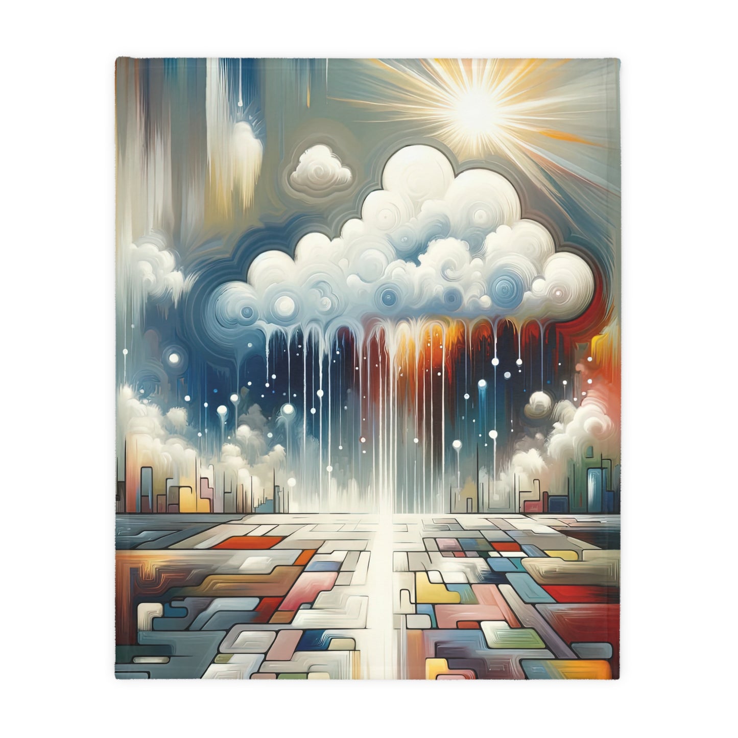 Grounding Silver Clouds Velveteen Microfiber Blanket (Two-sided print)