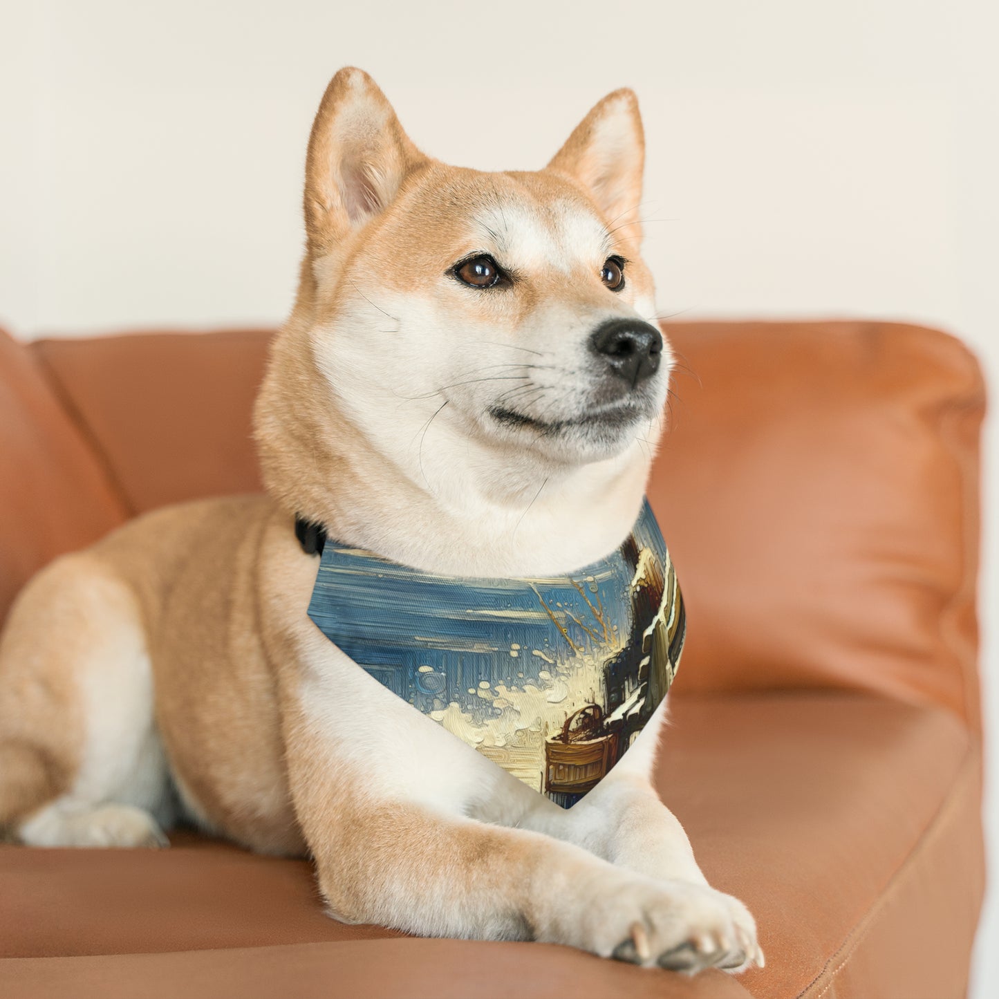 Seaside Solitude Tachism Pet Bandana Collar