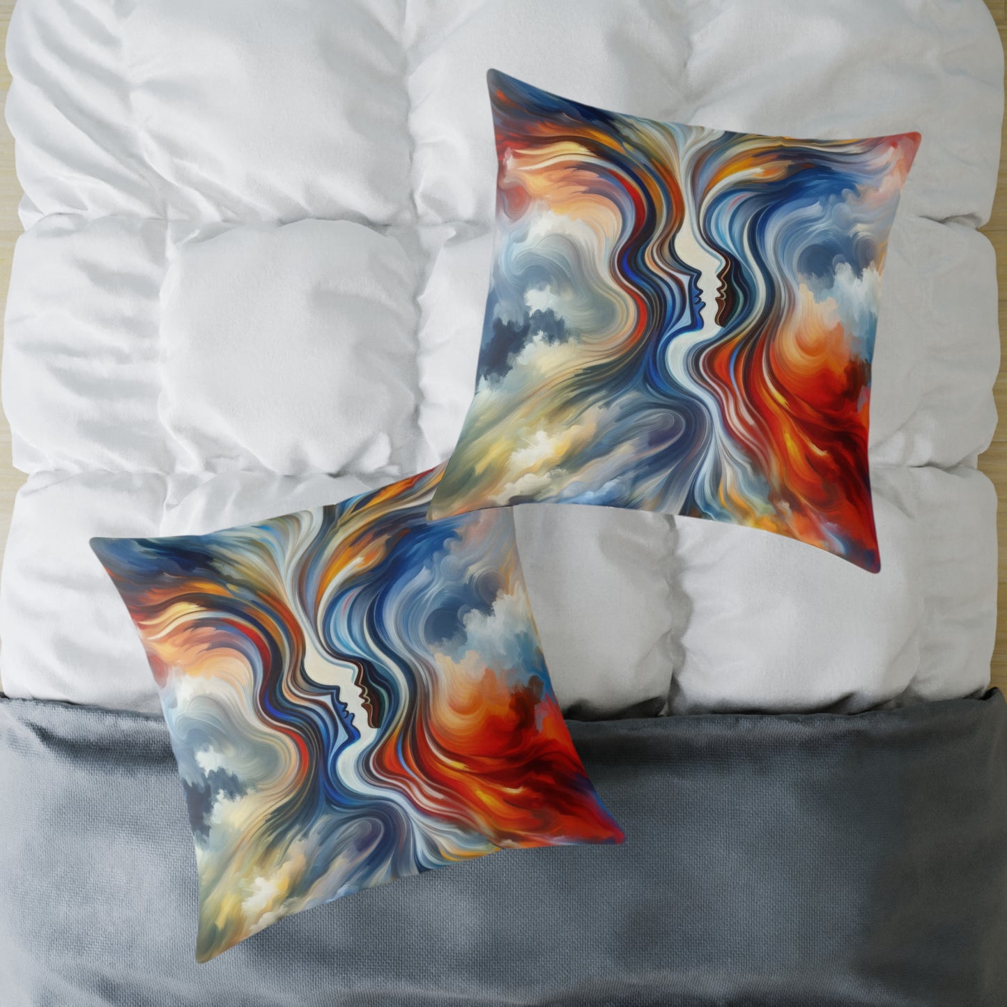 Convergent Abstract Unity Spun Polyester Pillow