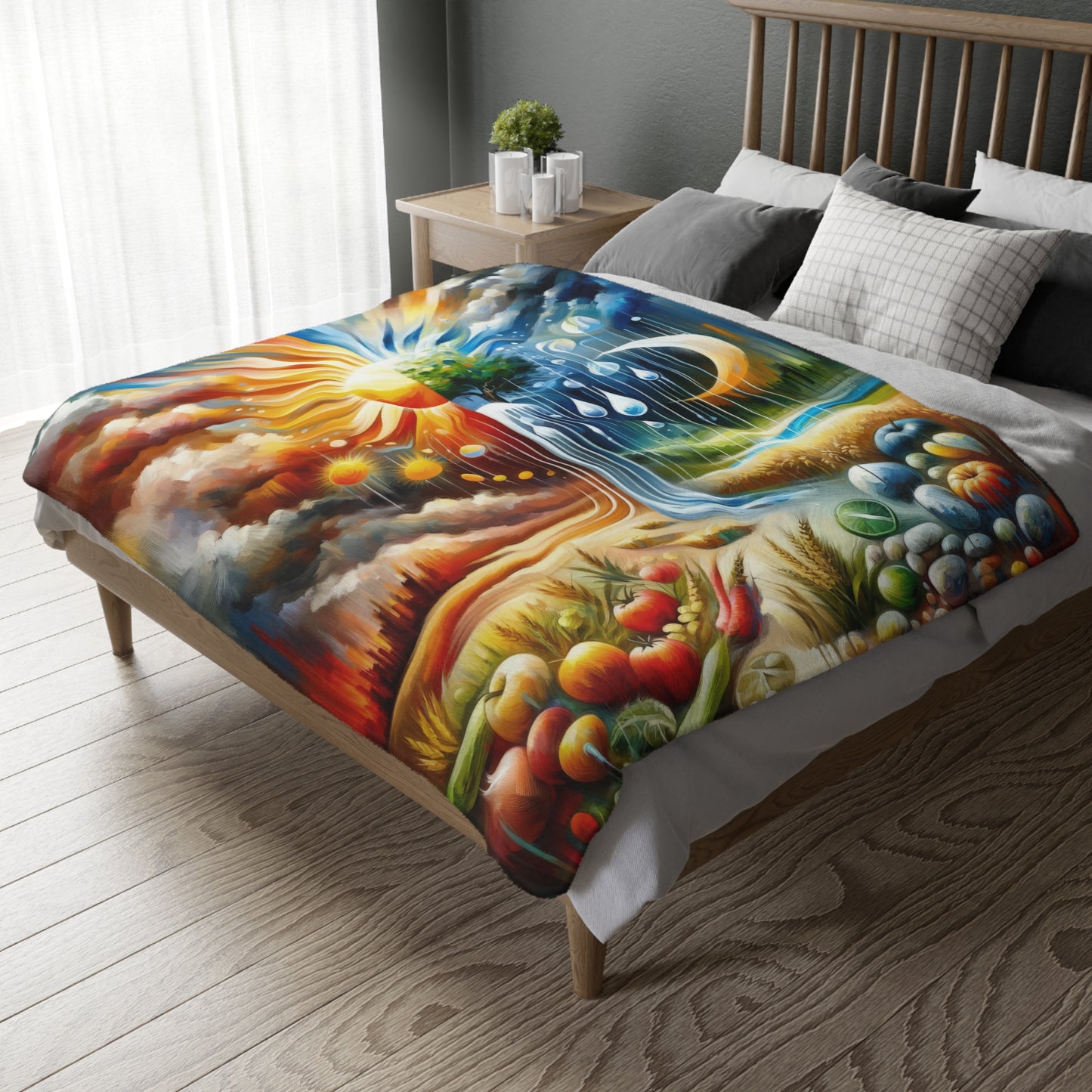 Sunshine Harvest Journey Velveteen Microfiber Blanket (Two-sided print)