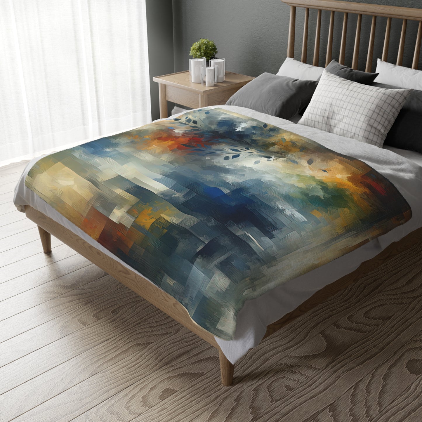 Contemplative Leaves Whispers Velveteen Microfiber Blanket (Two-sided print)