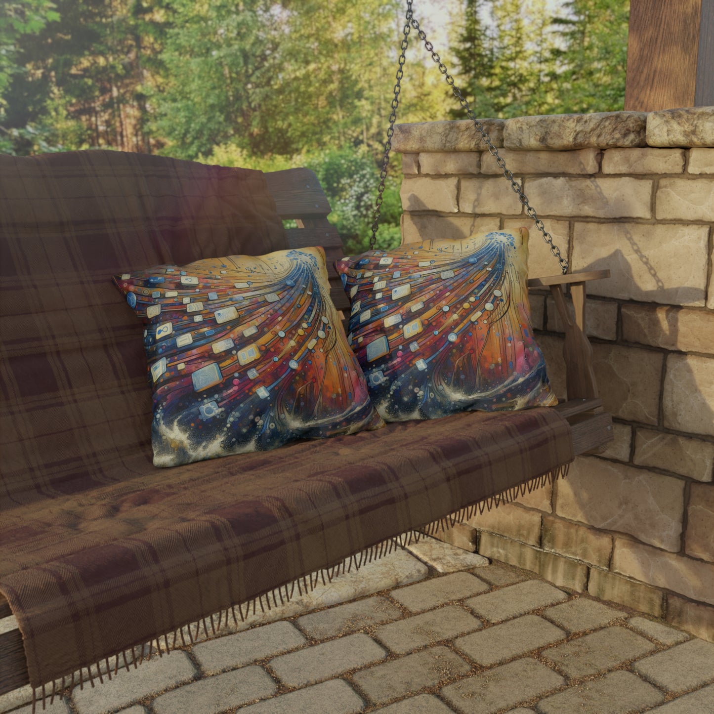 Digital Tapestry Weaving Outdoor Pillows