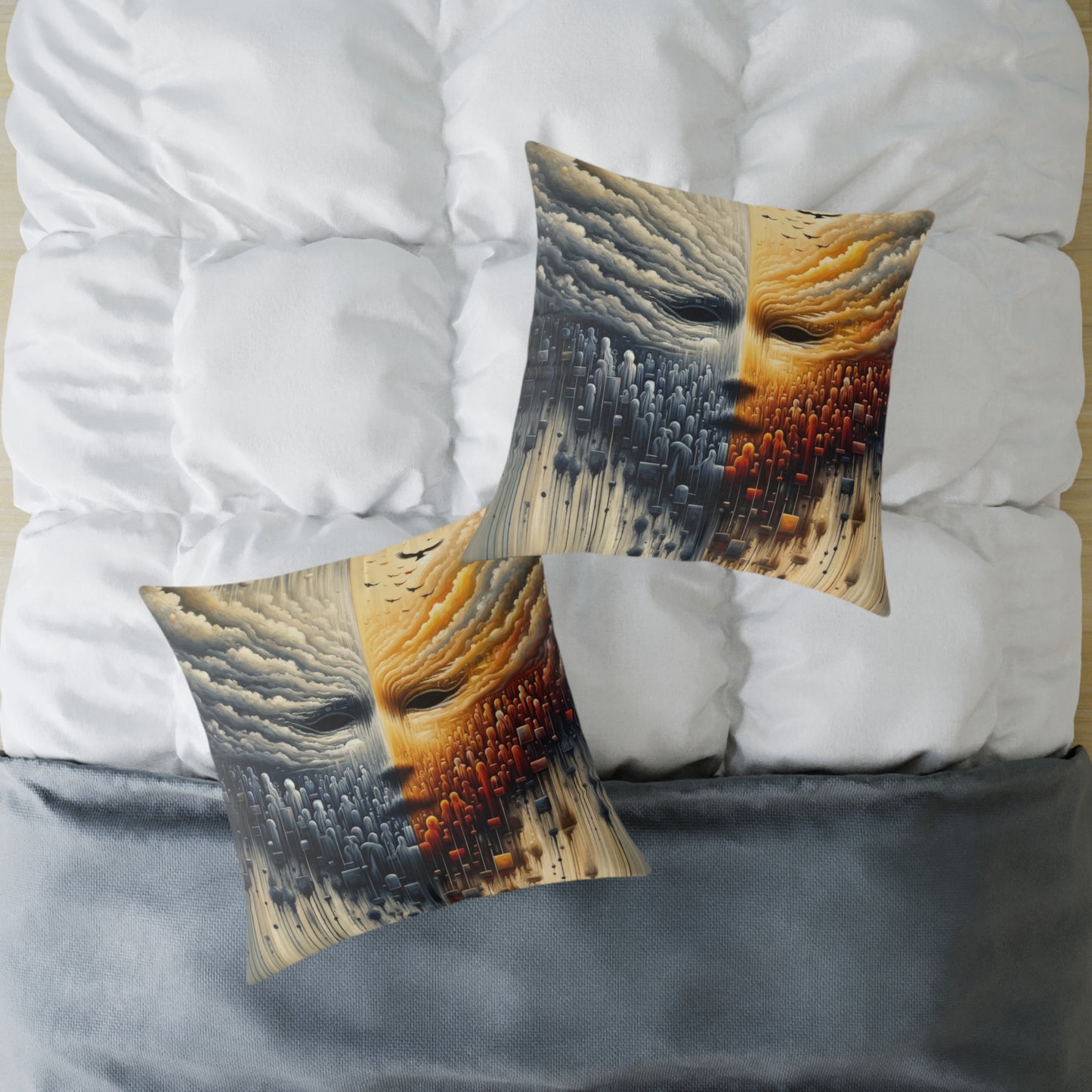Subdued Revolutionary Currents Spun Polyester Pillow
