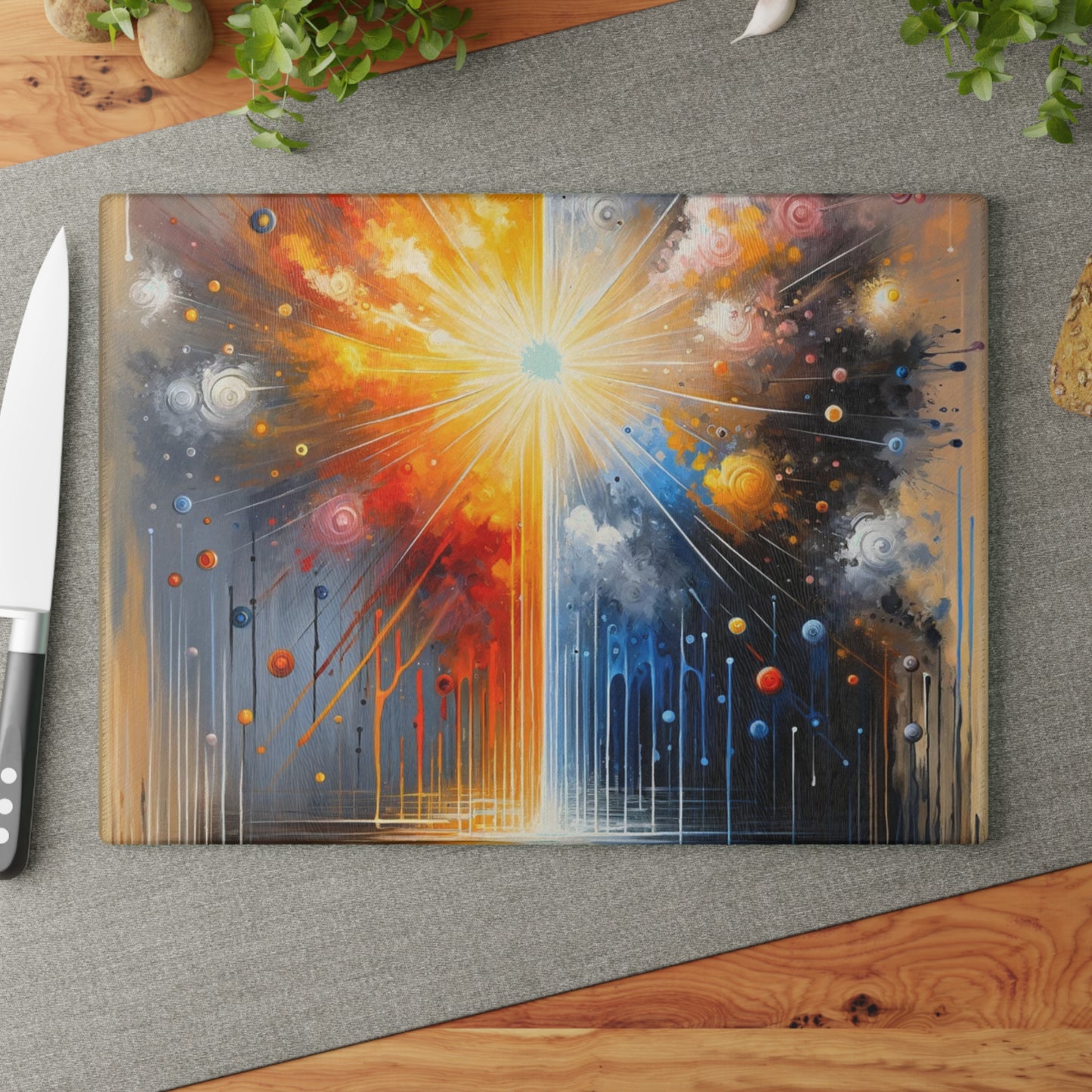 Luminous Abstract Tachism Glass Cutting Board