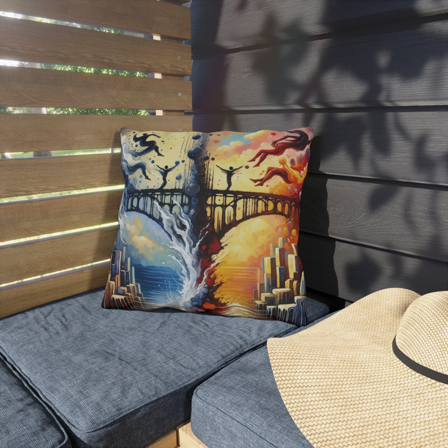 Faithful Diving Bridges Outdoor Pillows