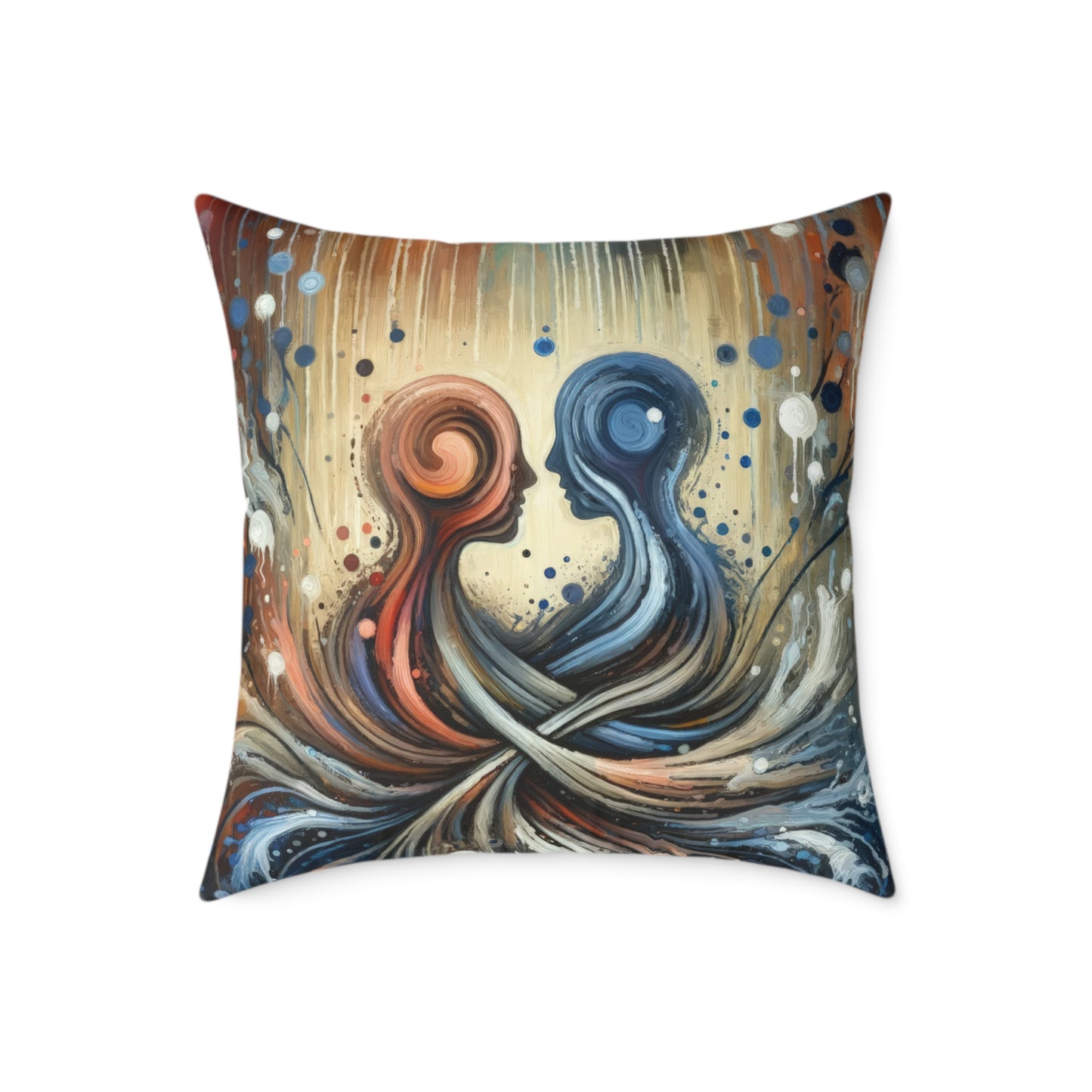 Empathic Connection Tachism Spun Polyester Pillow