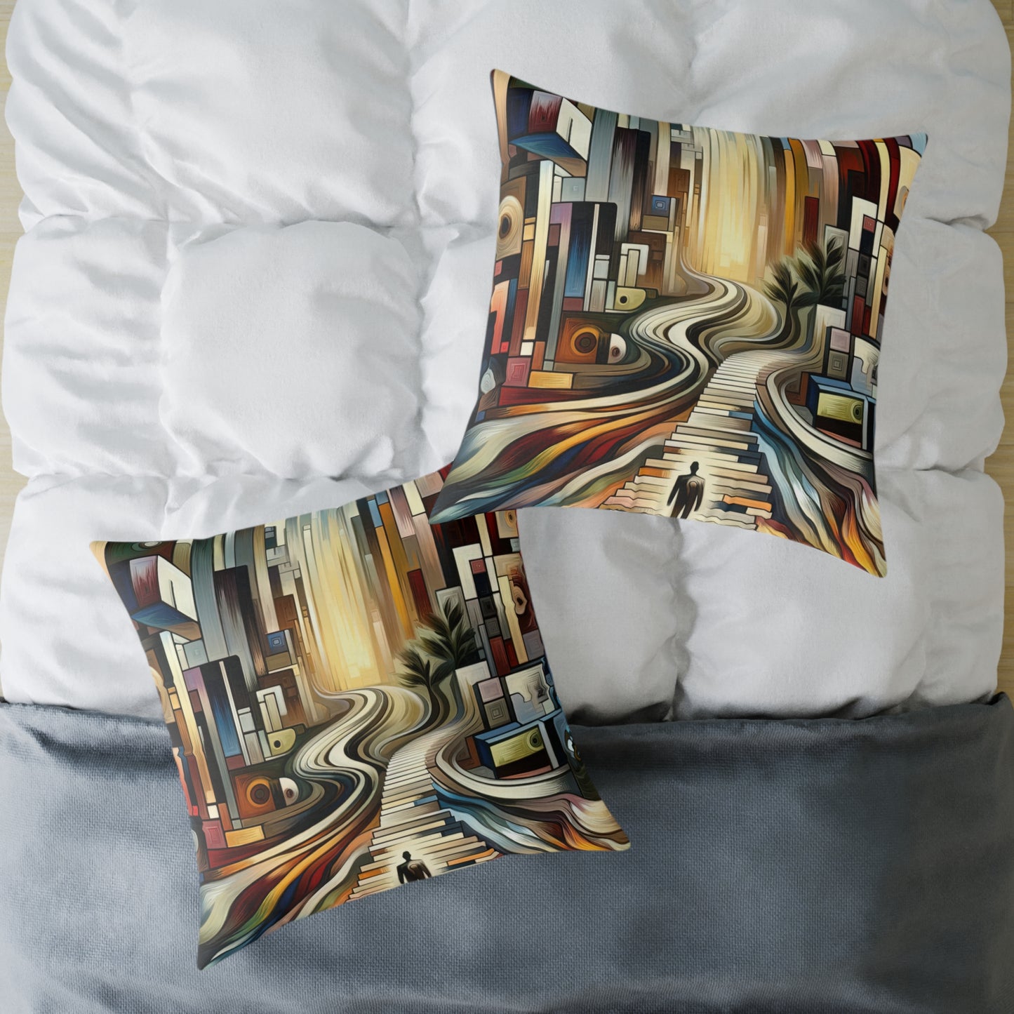 Relatable Journey Abstraction Spun Polyester Pillow