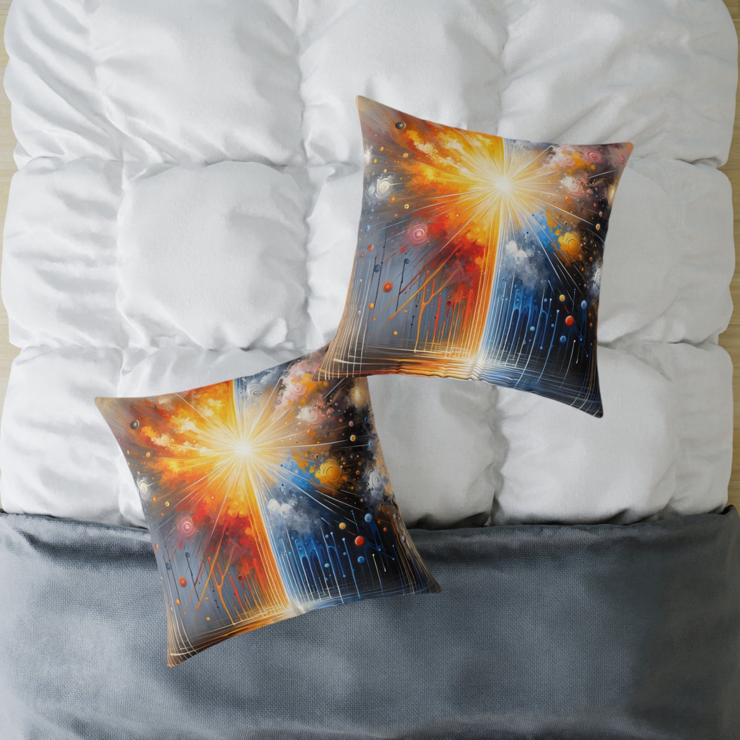 Luminous Abstract Tachism Spun Polyester Pillow