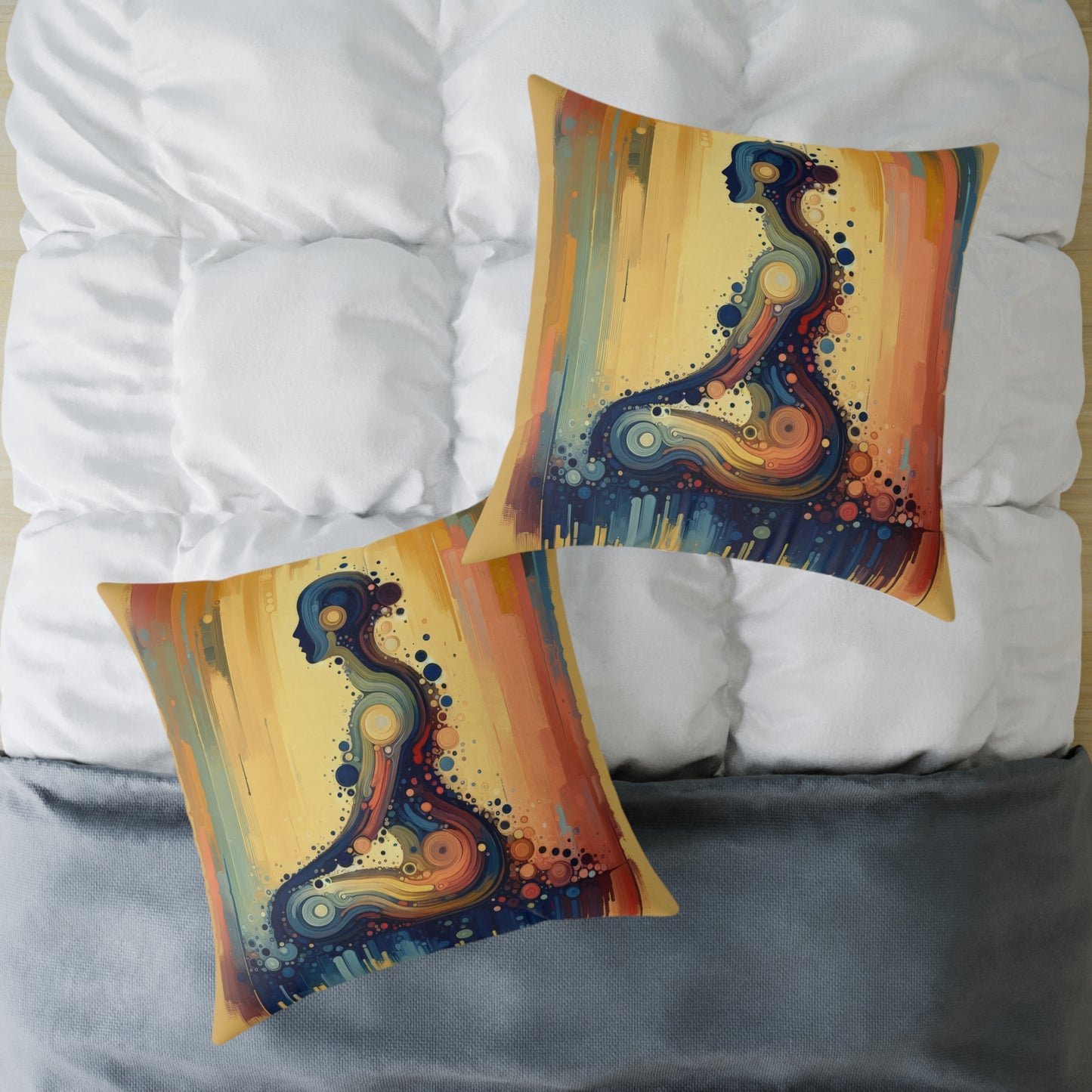 Patience Essence Tachism Spun Polyester Pillow