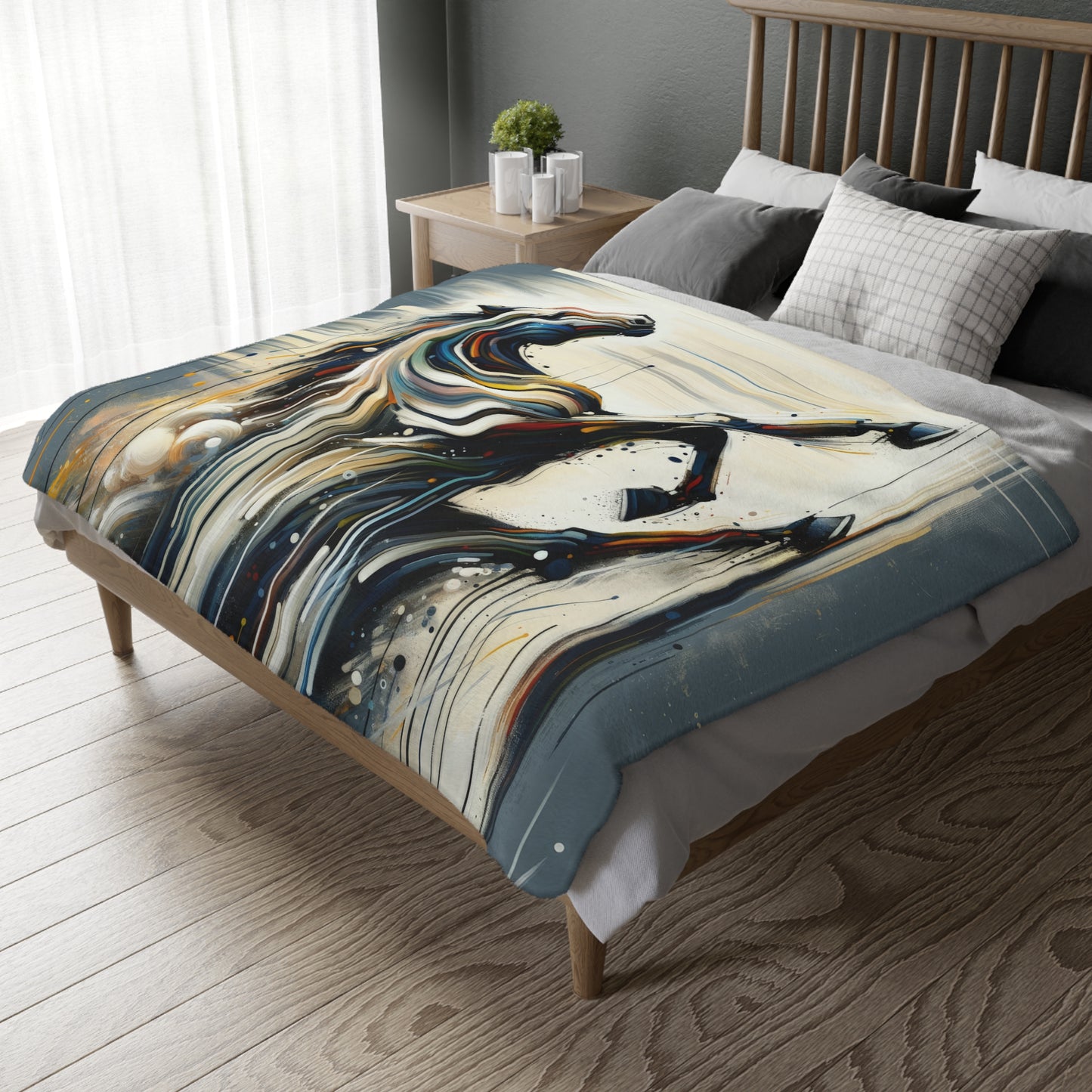 Hyperlinked Horsepower Gallop Velveteen Microfiber Blanket (Two-sided print)