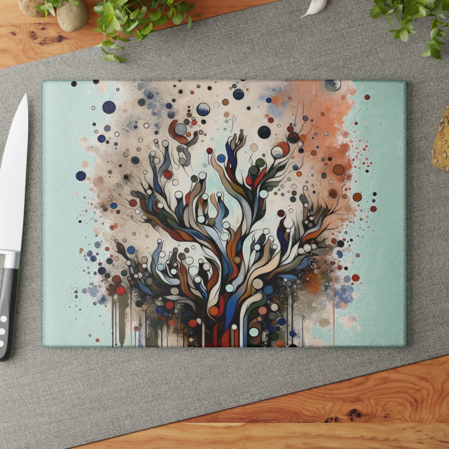 Intentional Unity Splashes Glass Cutting Board