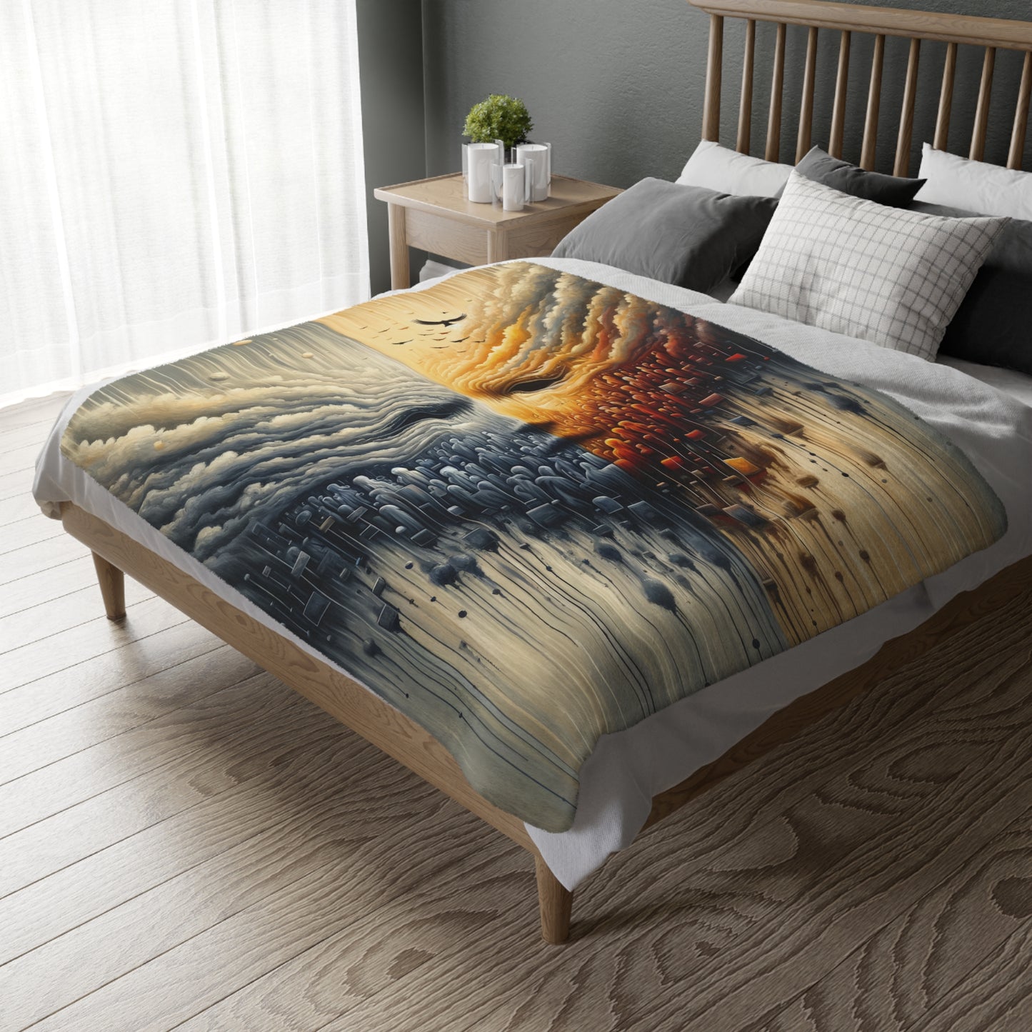 Subdued Revolutionary Currents Velveteen Microfiber Blanket (Two-sided print)