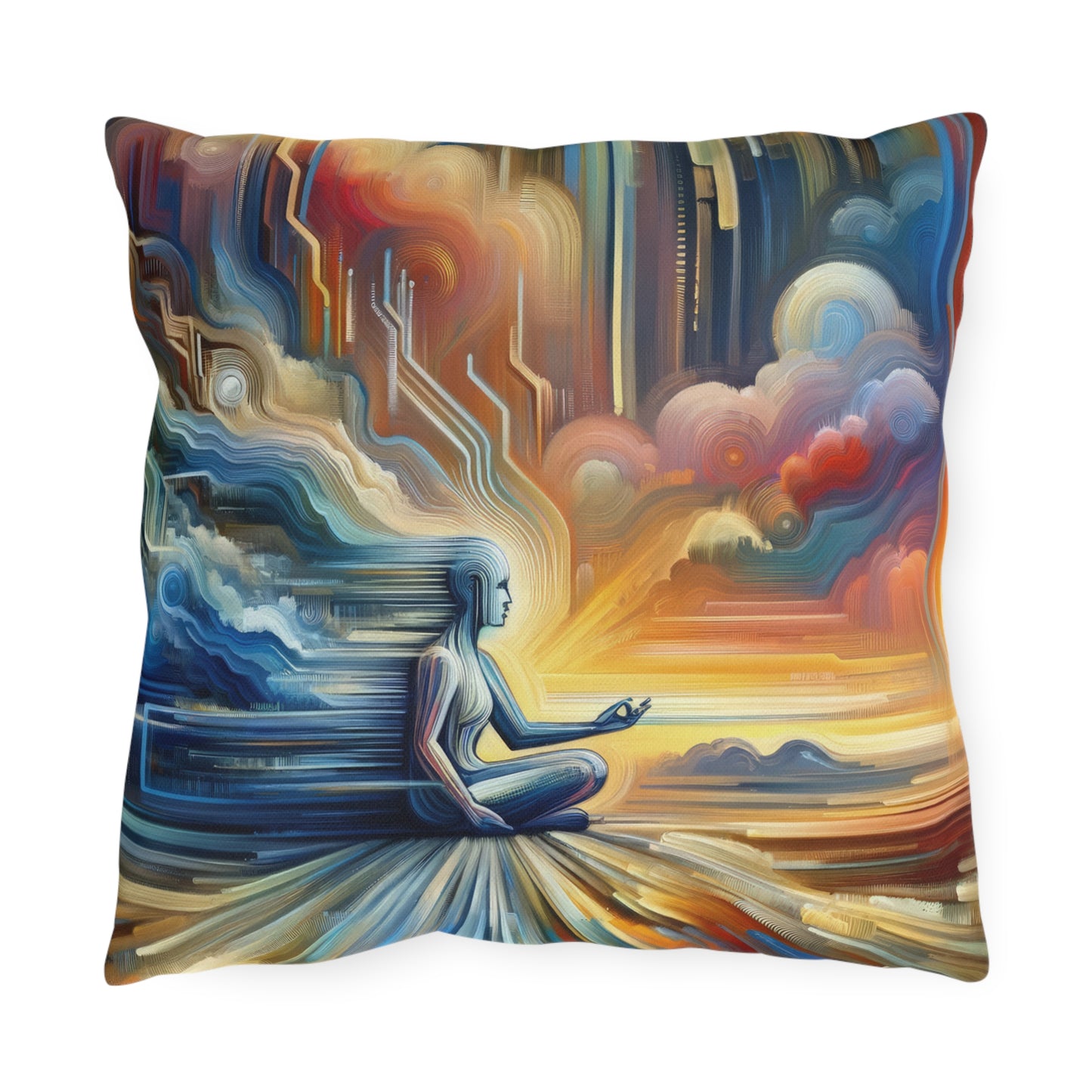 Eternal Digital Meditation Outdoor Pillows