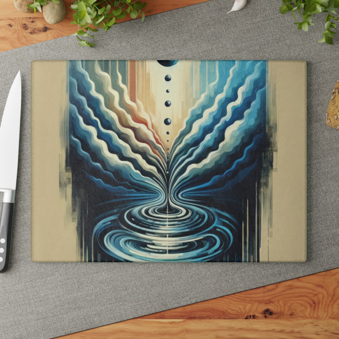 Ripple Effect Abstract Glass Cutting Board