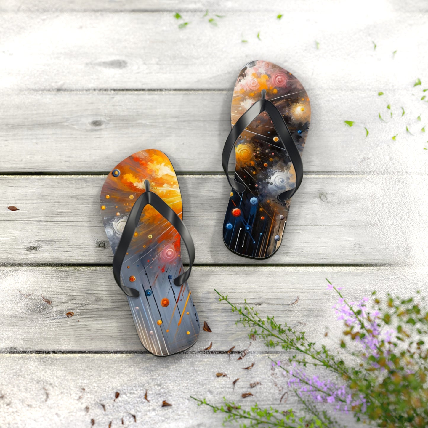 Luminous Abstract Tachism Flip Flops